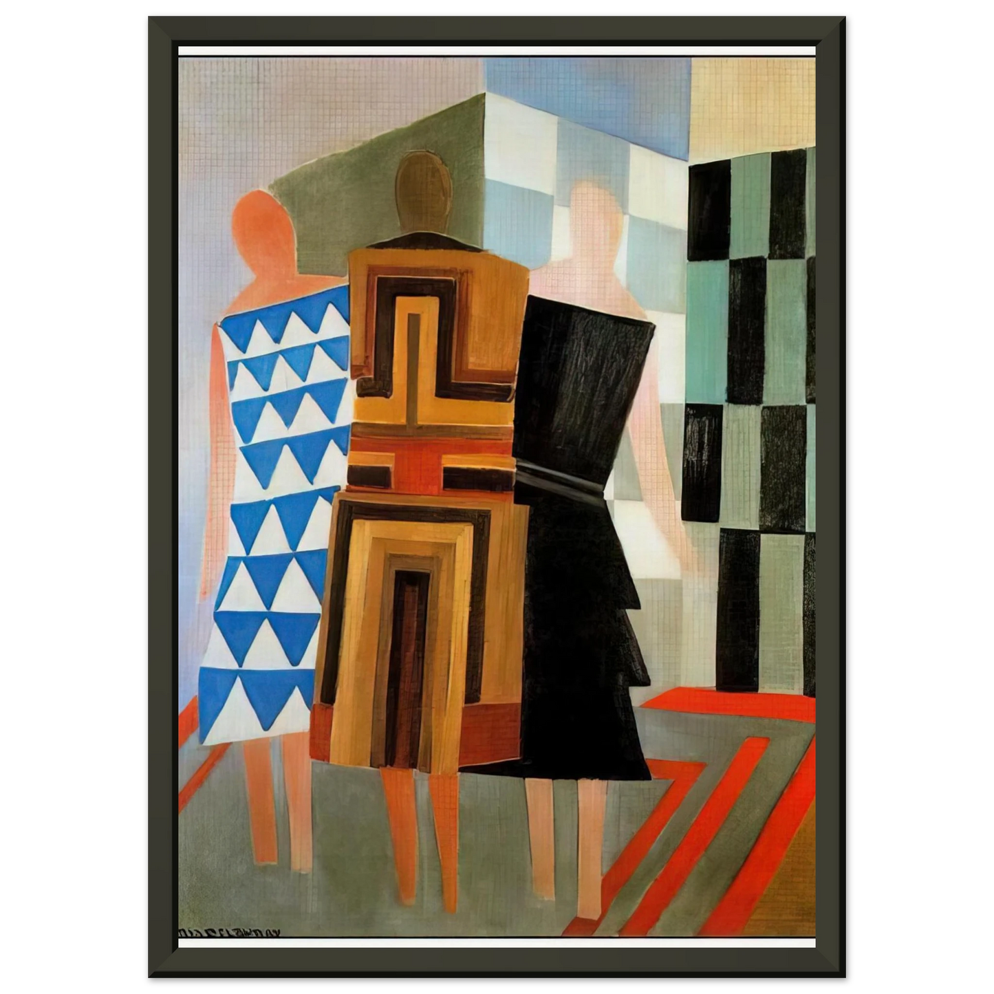Sonia Delaunay THREE WOMEN DRESSED SIMULTANEOUSLY Framed Art Print - Aluminum Frame - 60x80 cm / 24x32 inches