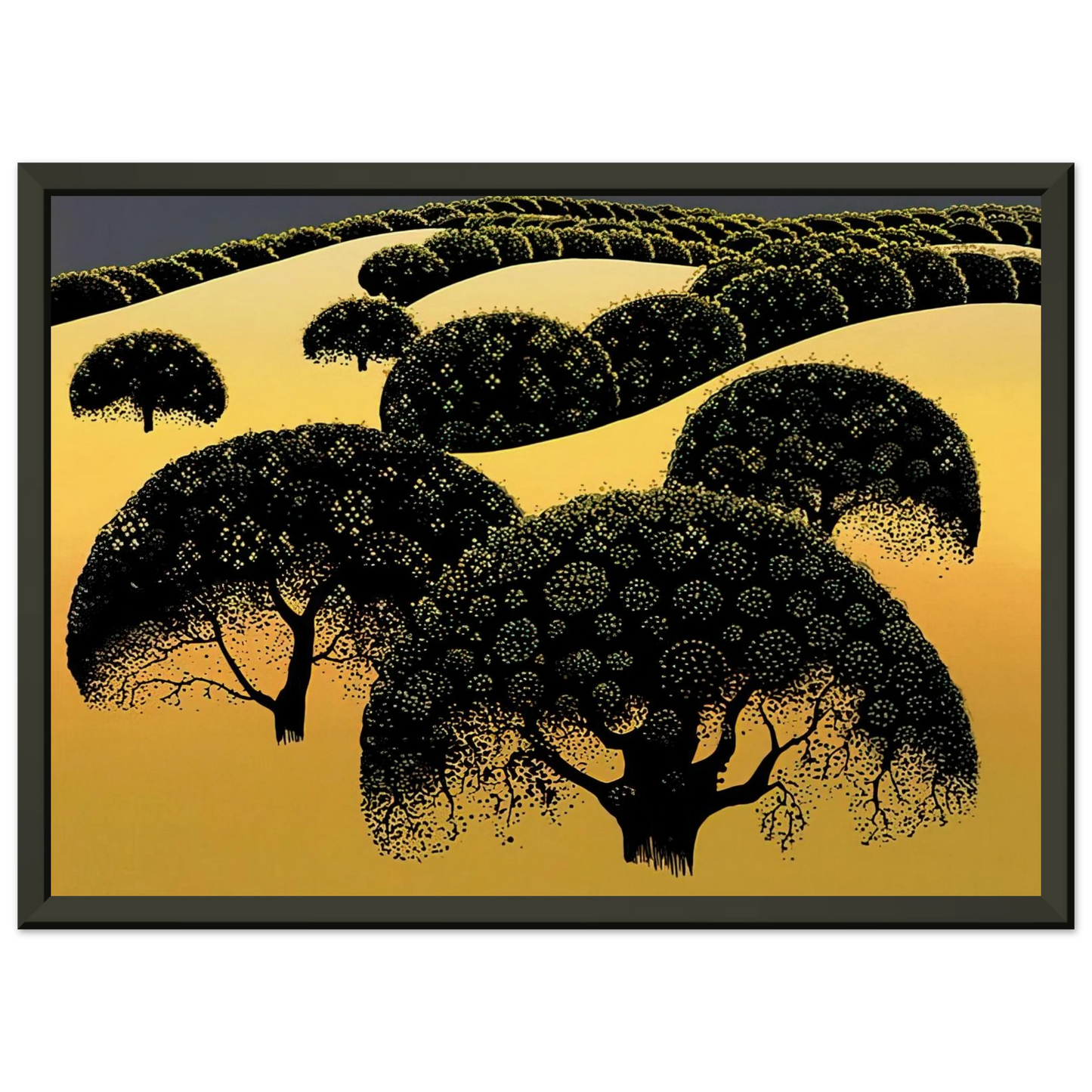 Eyvind Earle  Santa Ynez Oaks Framed Art Print  - Aluminum Frame - 60x80 cm / 24x32 inches