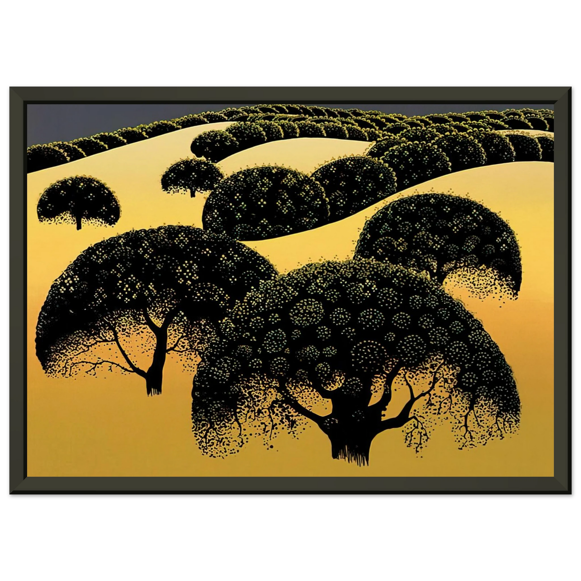 Eyvind Earle  Santa Ynez Oaks Framed Art Print  - Aluminum Frame - 60x80 cm / 24x32 inches