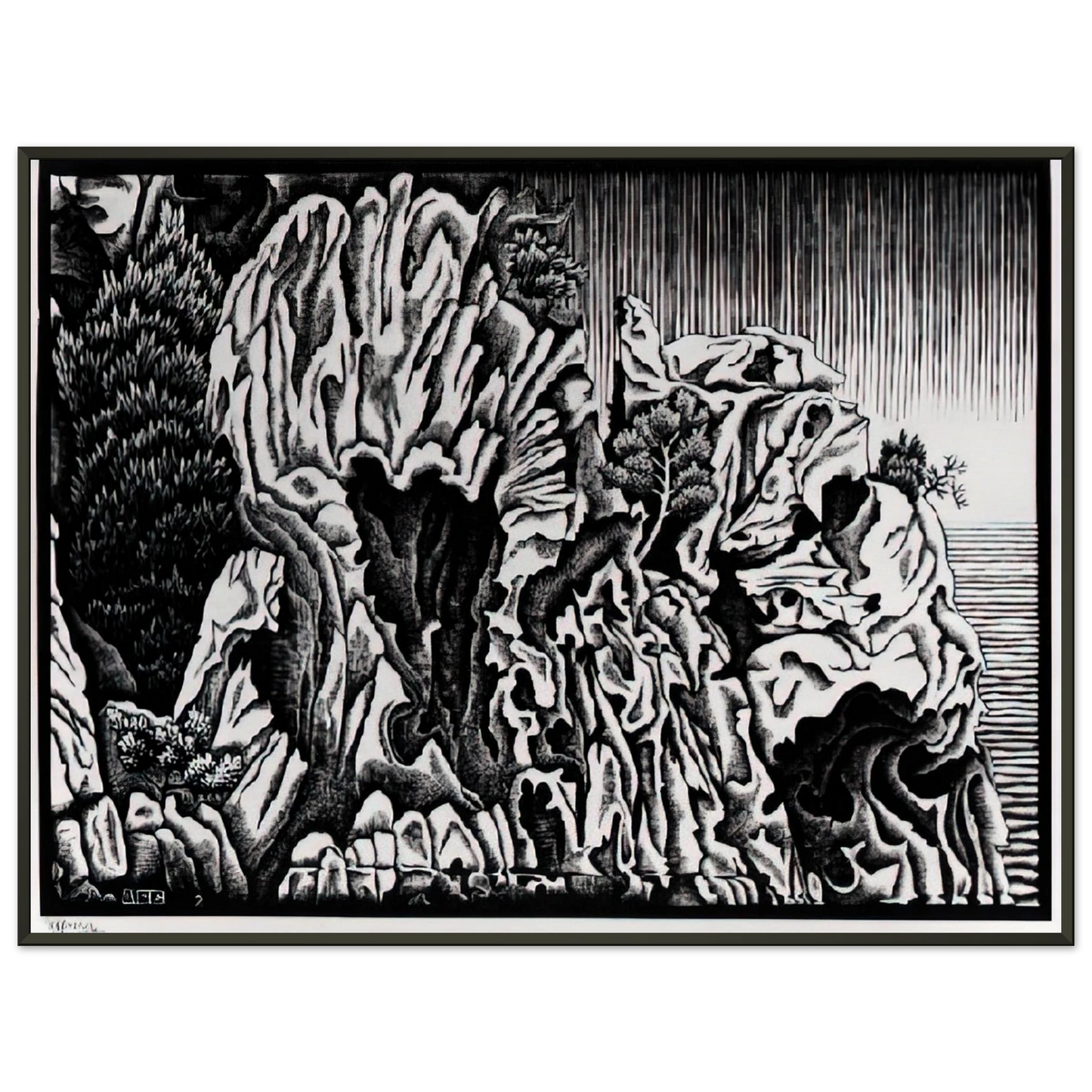 MC Escher  CALANCHE OF PIANA CORSICA FEBRUARY 1934 1934 Framed Art Print  - Aluminum Frame - 70x100 cm / 28x40 inches