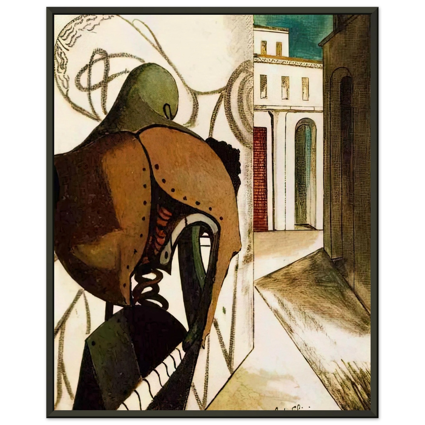 Giorgio de Chirico THE VEXATIONS OF THE THINKER 1915 Framed Art Print - Aluminum Frame - 60x80 cm / 24x32 inches