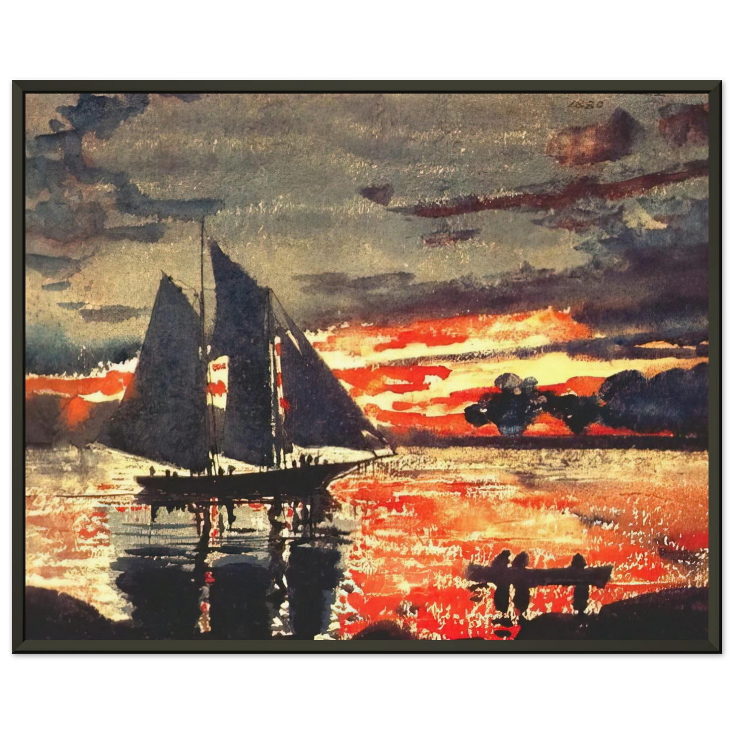 Winslow Homer SUNSET FIRES Framed Art Print - Aluminum Frame - 40x50 cm / 16x20 inches