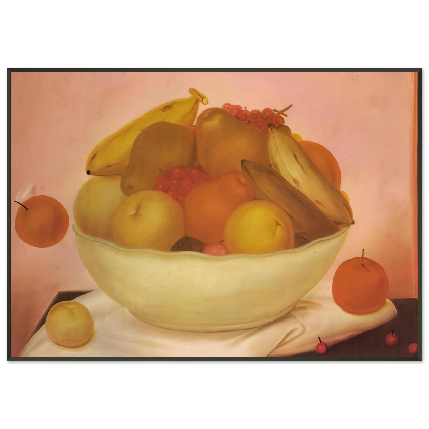 Fernando Botero STILL LIFE WITH ORANGE FALLING Framed Art Print - Aluminum Frame - 21x29.7 cm / 8x12"