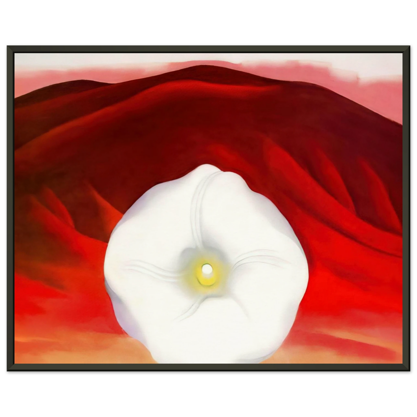 Georgia OKeeffe Red hills and white flower Framed Art Print - Aluminum Frame - 70x100 cm / 28x40 inches