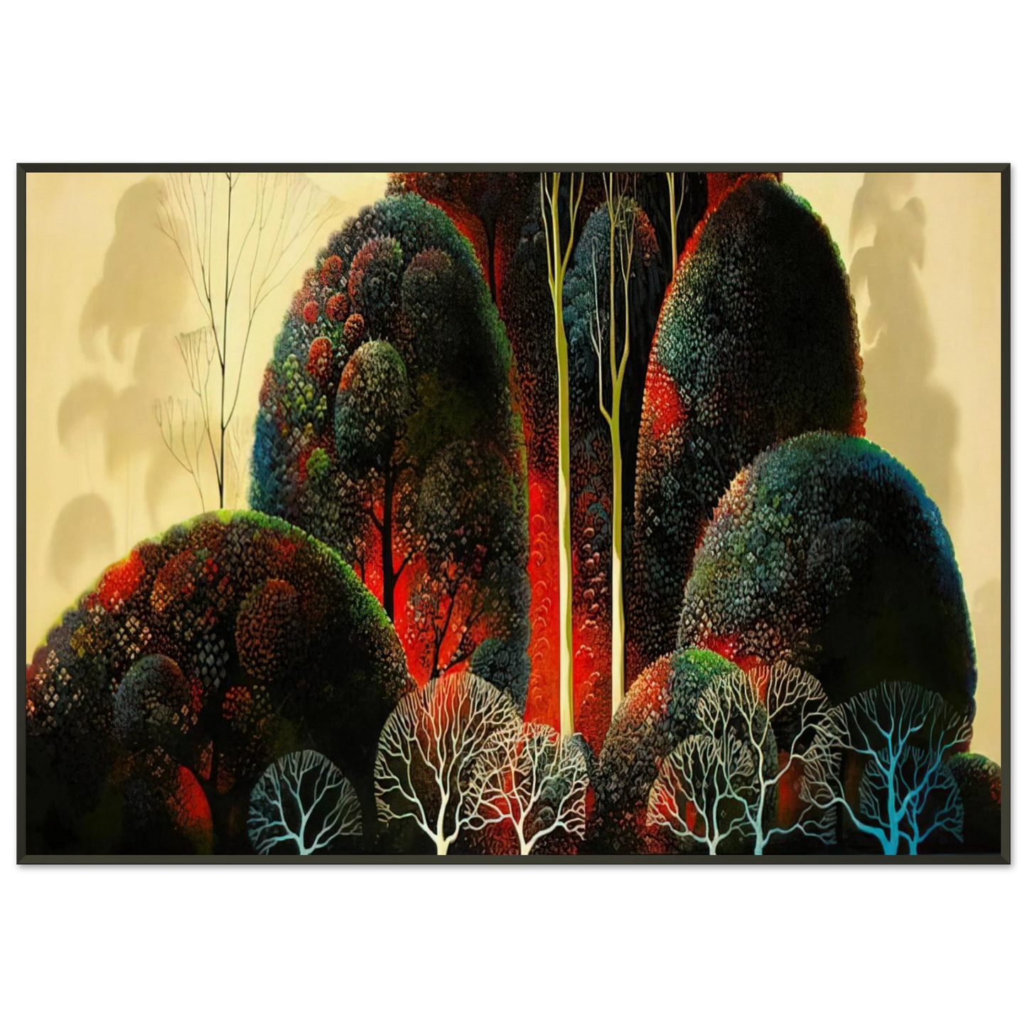 Eyvind Earle California Orchid Framed Art Print - Aluminum Frame - 21x29.7 cm / 8x12"