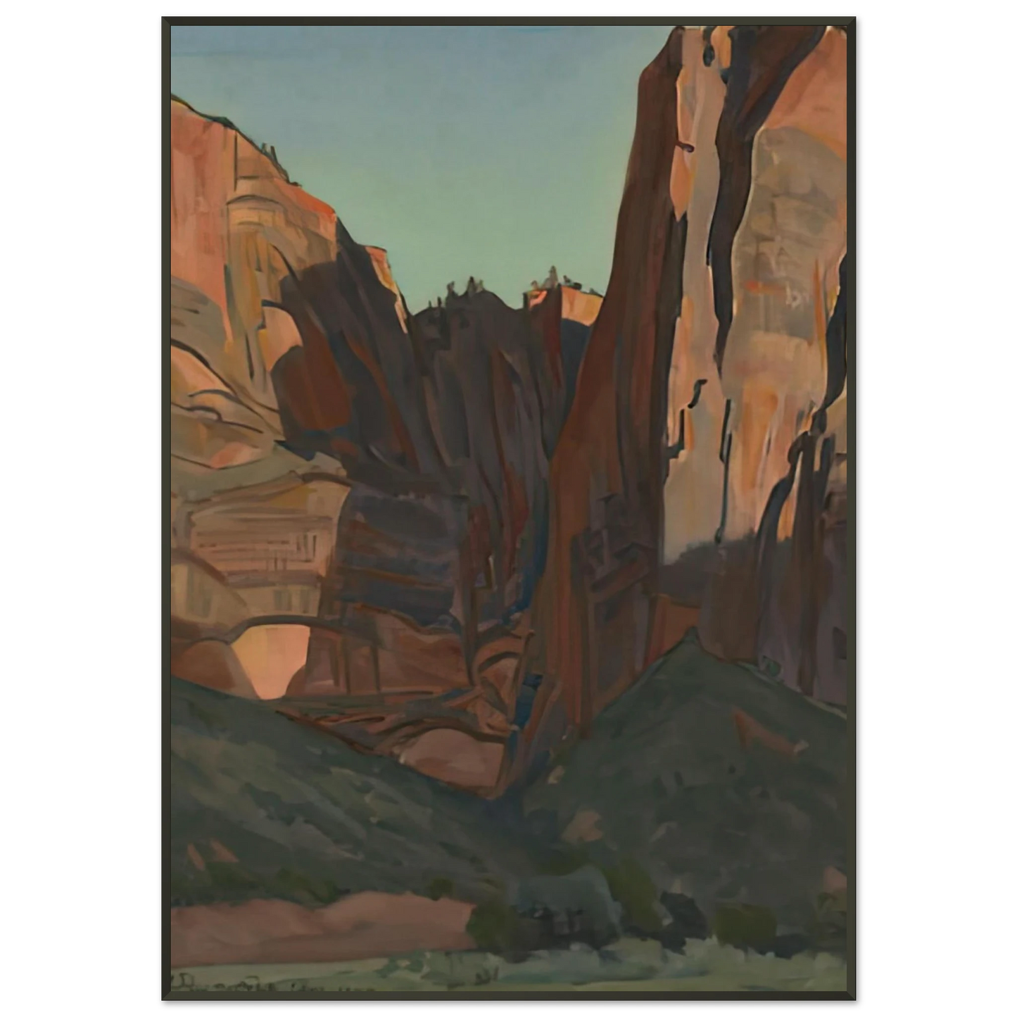 Maynard Dixon NOTCH IN THE WALL ZION NATIONAL PARK AUGUST 1933 1933 Framed Art Print - Aluminum Frame - 21x29.7 cm / 8x12"