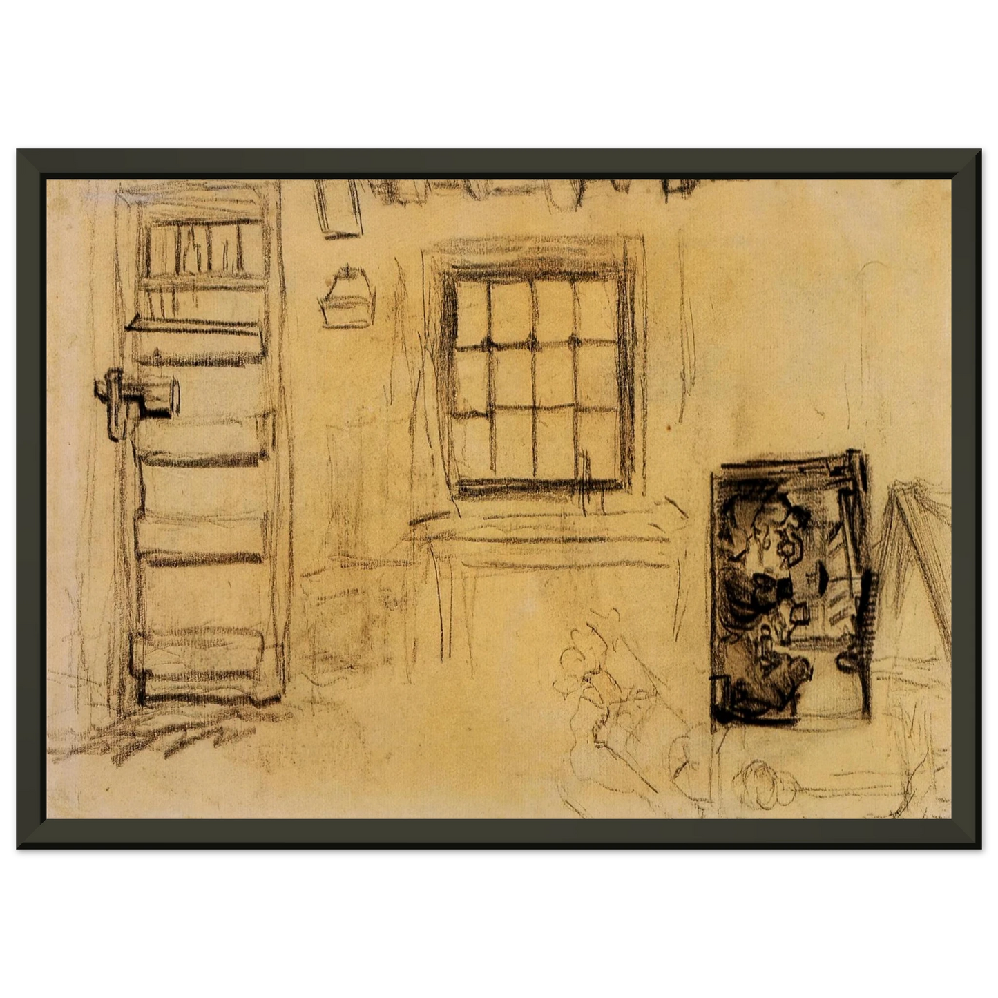 Vincent van Gogh Studies of the Interior of a Cottage and a Sketch of The Potato Eaters Framed Art Print - Aluminum Frame - 40x50 cm / 16x20 inches