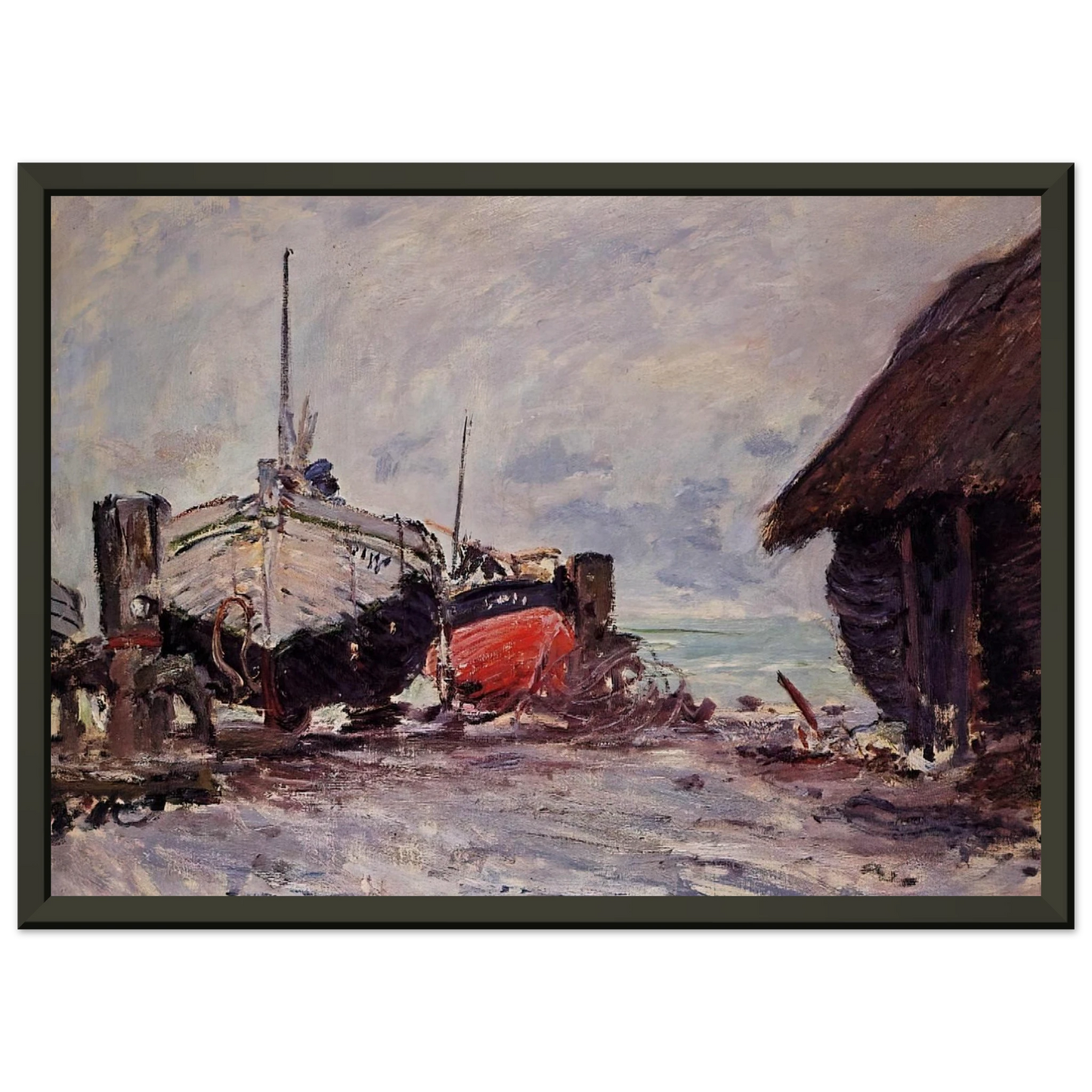 claude monet  Fishing Boats at Etretat Framed Art Print  - Aluminum Frame - 40x50 cm / 16x20 inches