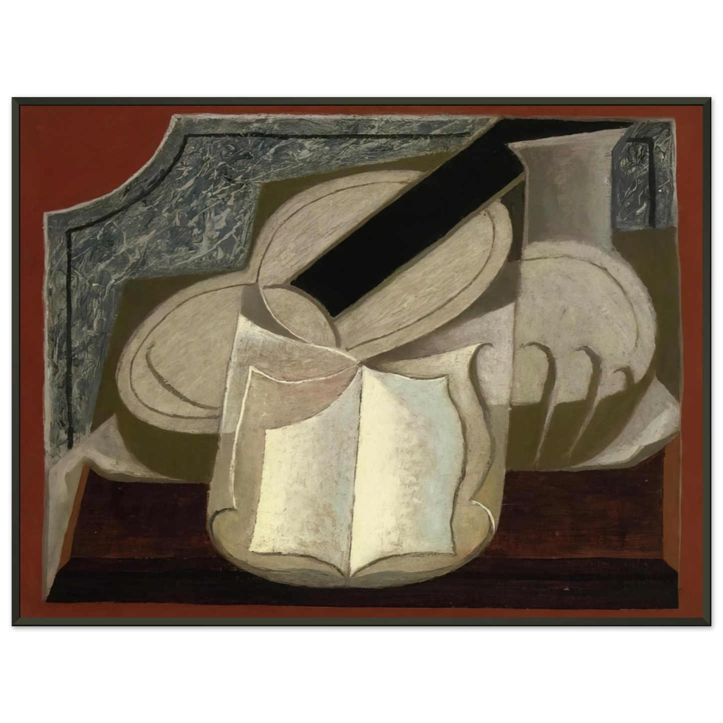 Juan Gris  BOOK AND GUITAR 1925 Framed Art Print  - Aluminum Frame - 40x50 cm / 16x20 inches