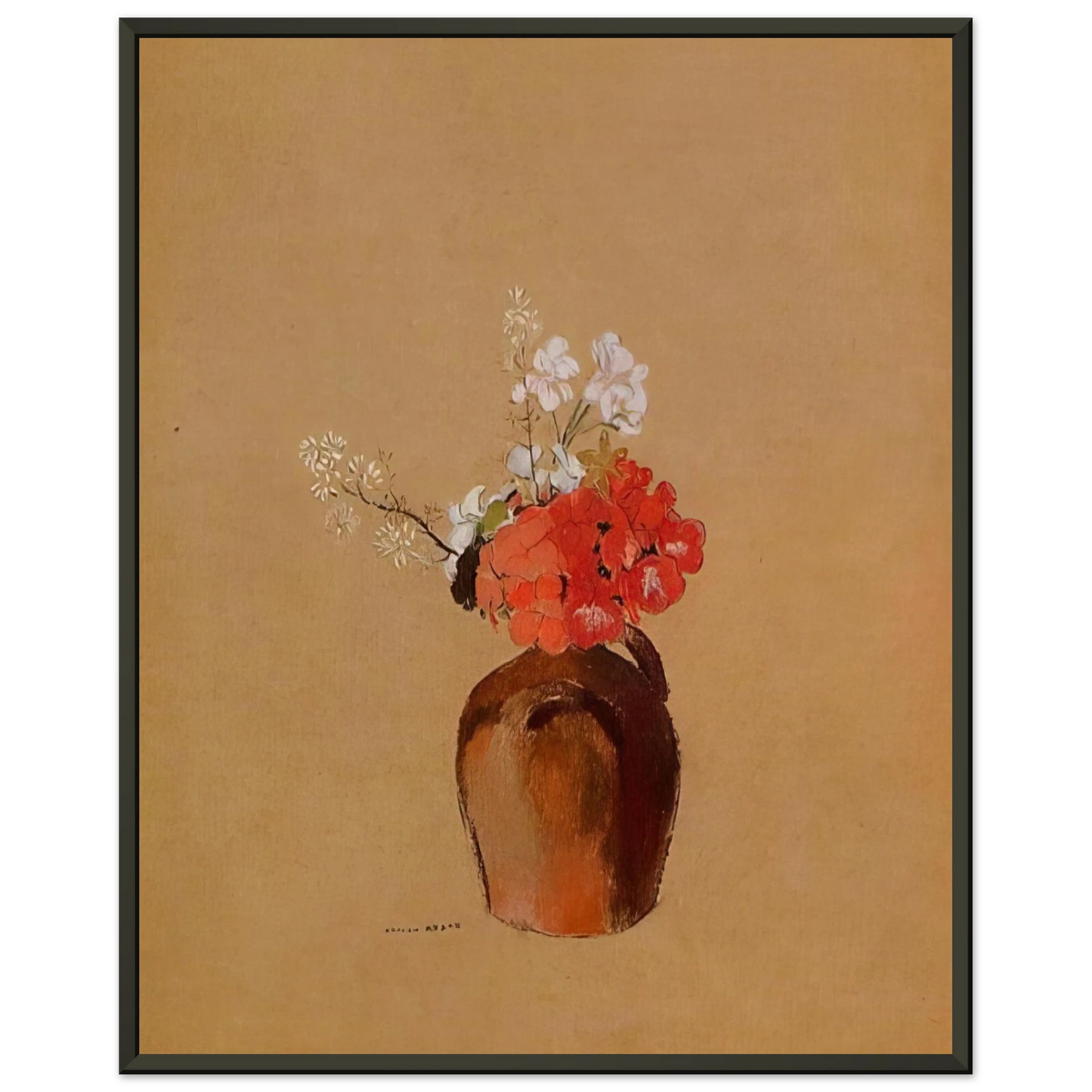 Odilon Redon FLOWERS IN A POT Framed Art Print - Aluminum Frame - 40x50 cm / 16x20 inches