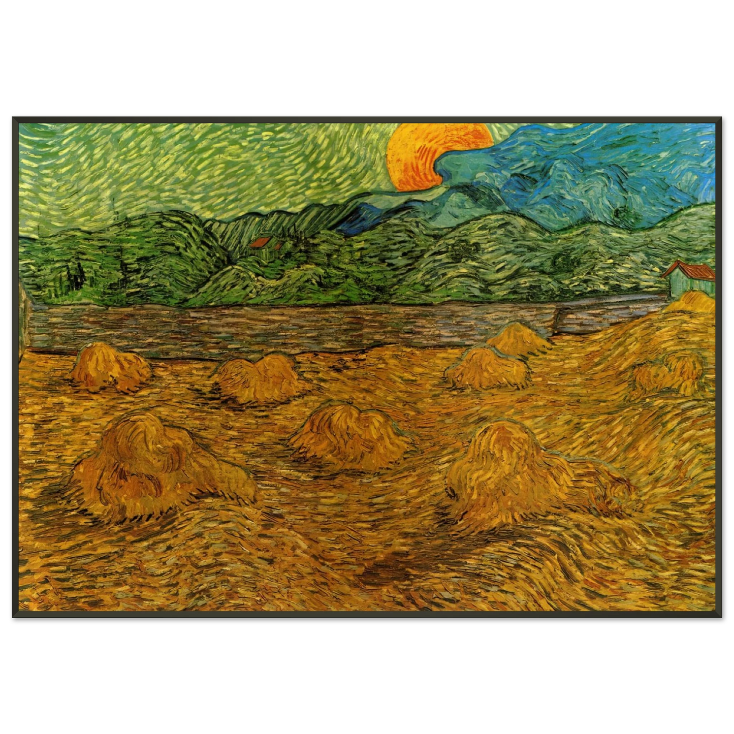 Vincent van Gogh Evening Landscape with Rising Moon Framed Art Print - Aluminum Frame - 21x29.7 cm / 8x12"