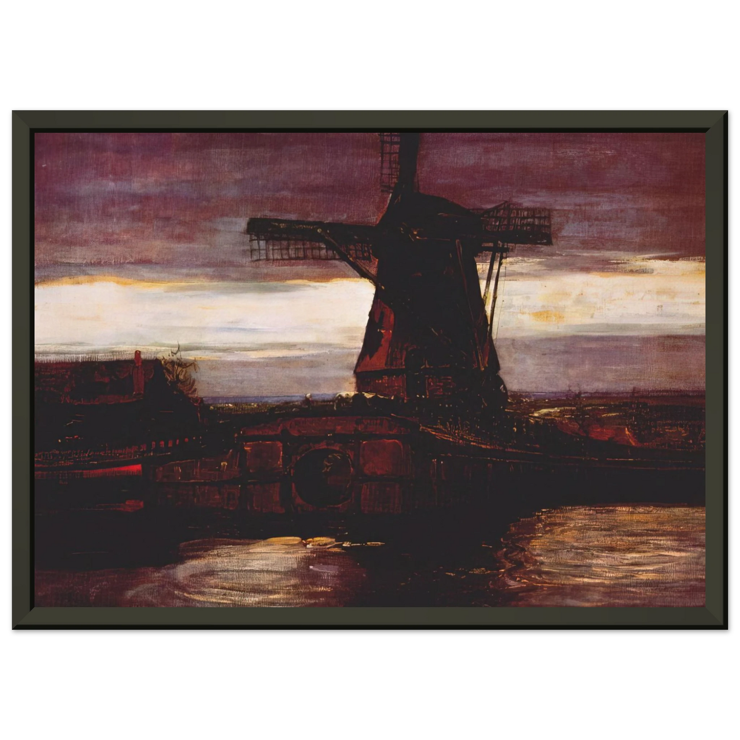 Piet Mondrian Stammer Mill with Streaked Sky Framed Art Print - Aluminum Frame - 60x80 cm / 24x32 inches