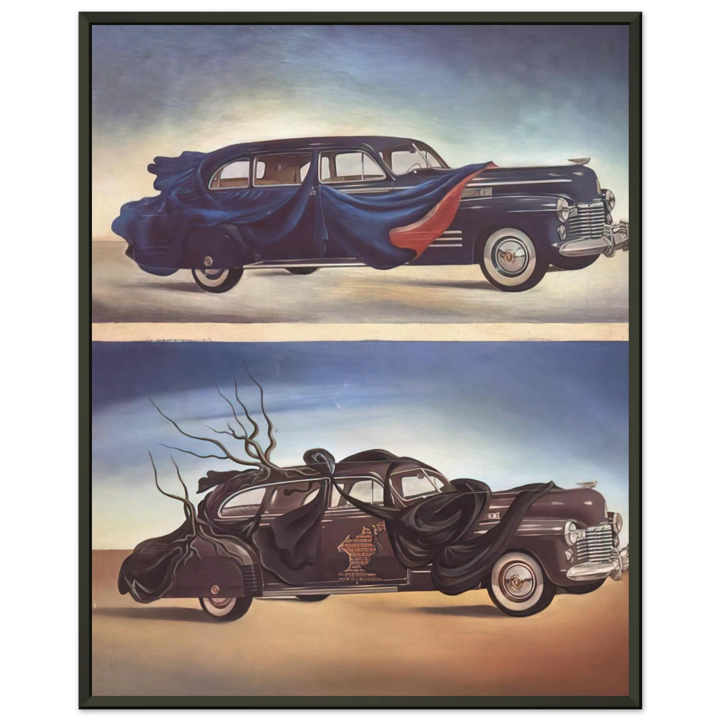 Salvador Dali  CAR CLOTHING CLOTHED AUTOMOBILE Framed Art Print  - Aluminum Frame - 70x100 cm / 28x40 inches