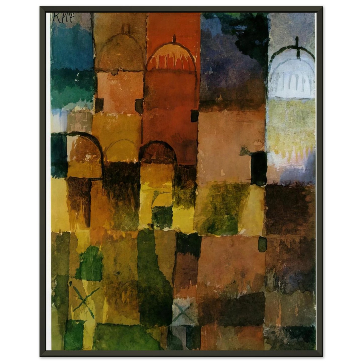 Paul Klee RED AND WHITE DOMES 1914 Framed Art Print - Aluminum Frame - 60x80 cm / 24x32 inches
