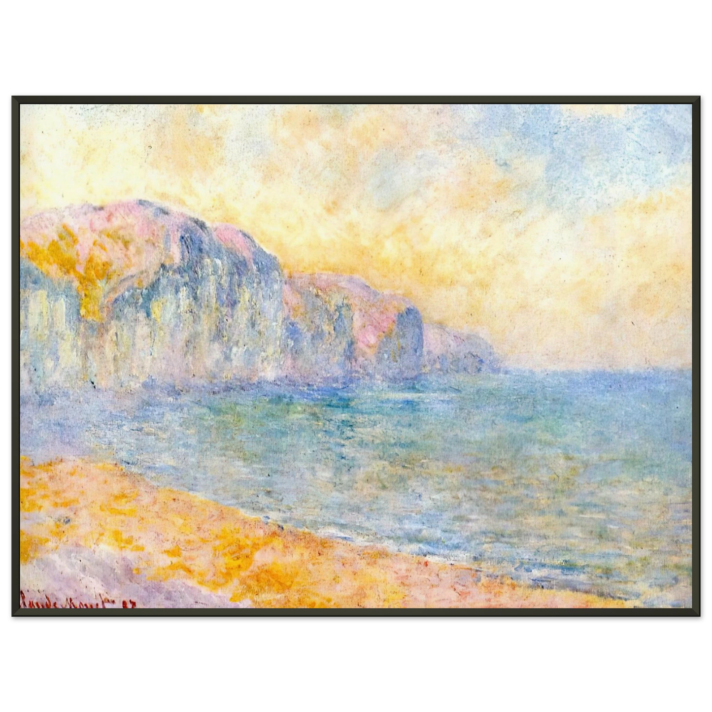 claude monet Cliffs at Pourville Morning Framed Art Print - Aluminum Frame - 70x100 cm / 28x40 inches