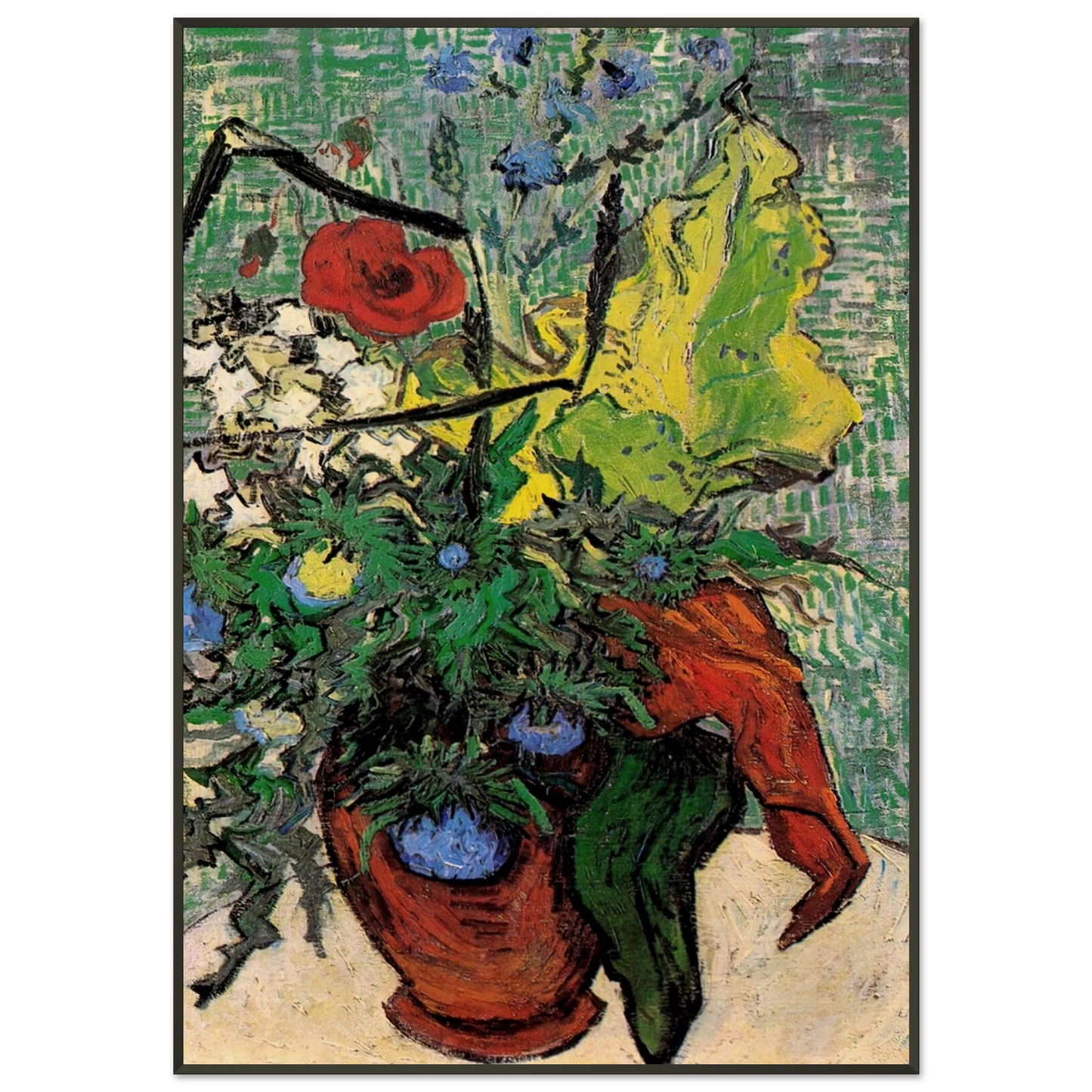 Vincent van Gogh Wild Flowers and Thistles in a Vase Framed Art Print - Aluminum Frame - 21x29.7 cm / 8x12"