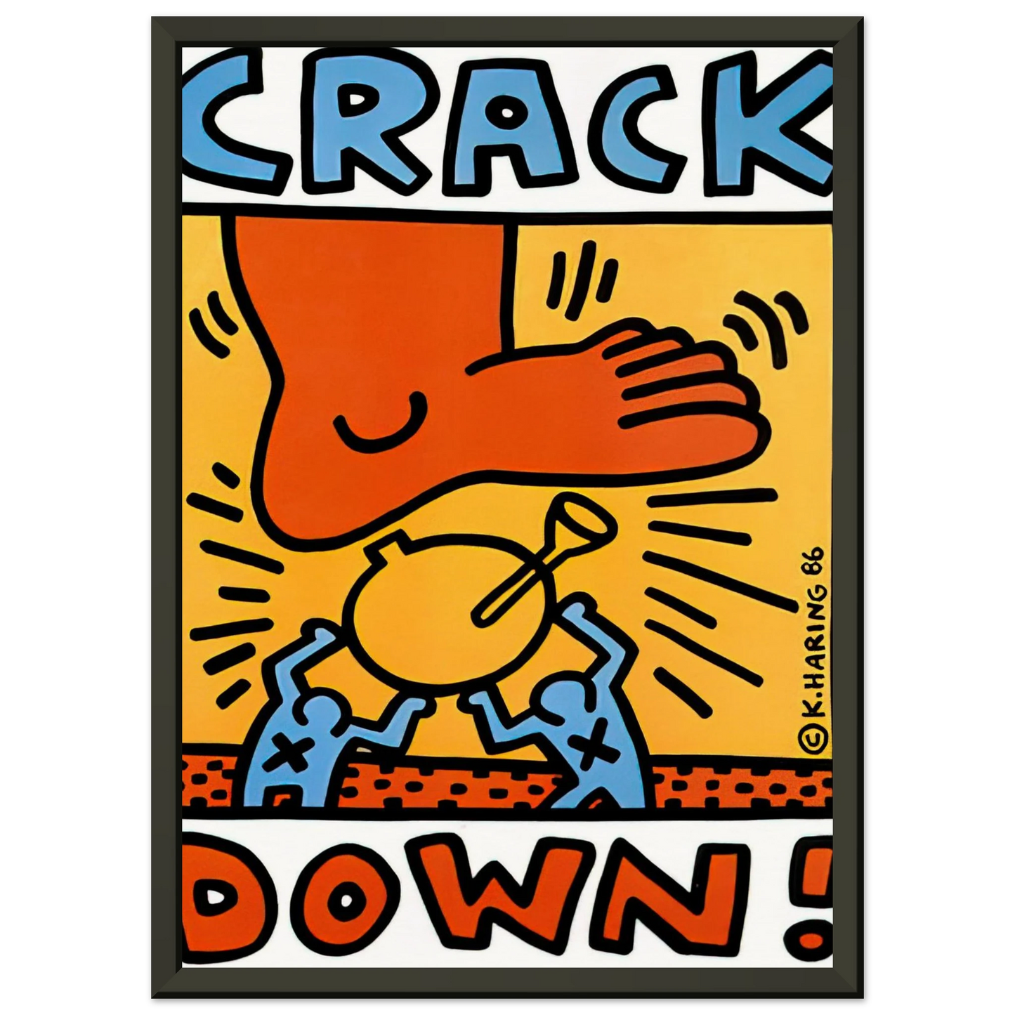 Keith Haring CRACK DOWN 1986 Framed Art Print - Aluminum Frame - 60x80 cm / 24x32 inches