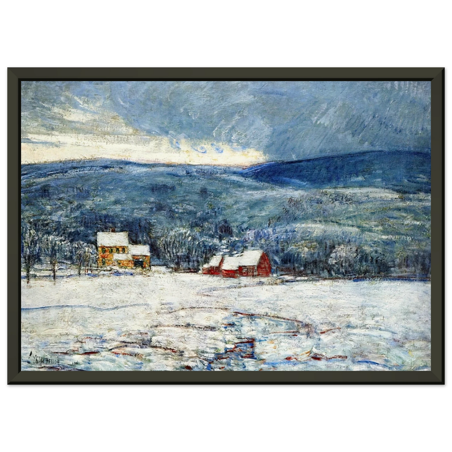 Childe Hassam Winter in the Connecticut Hills Framed Art Print - Aluminum Frame - 60x80 cm / 24x32 inches