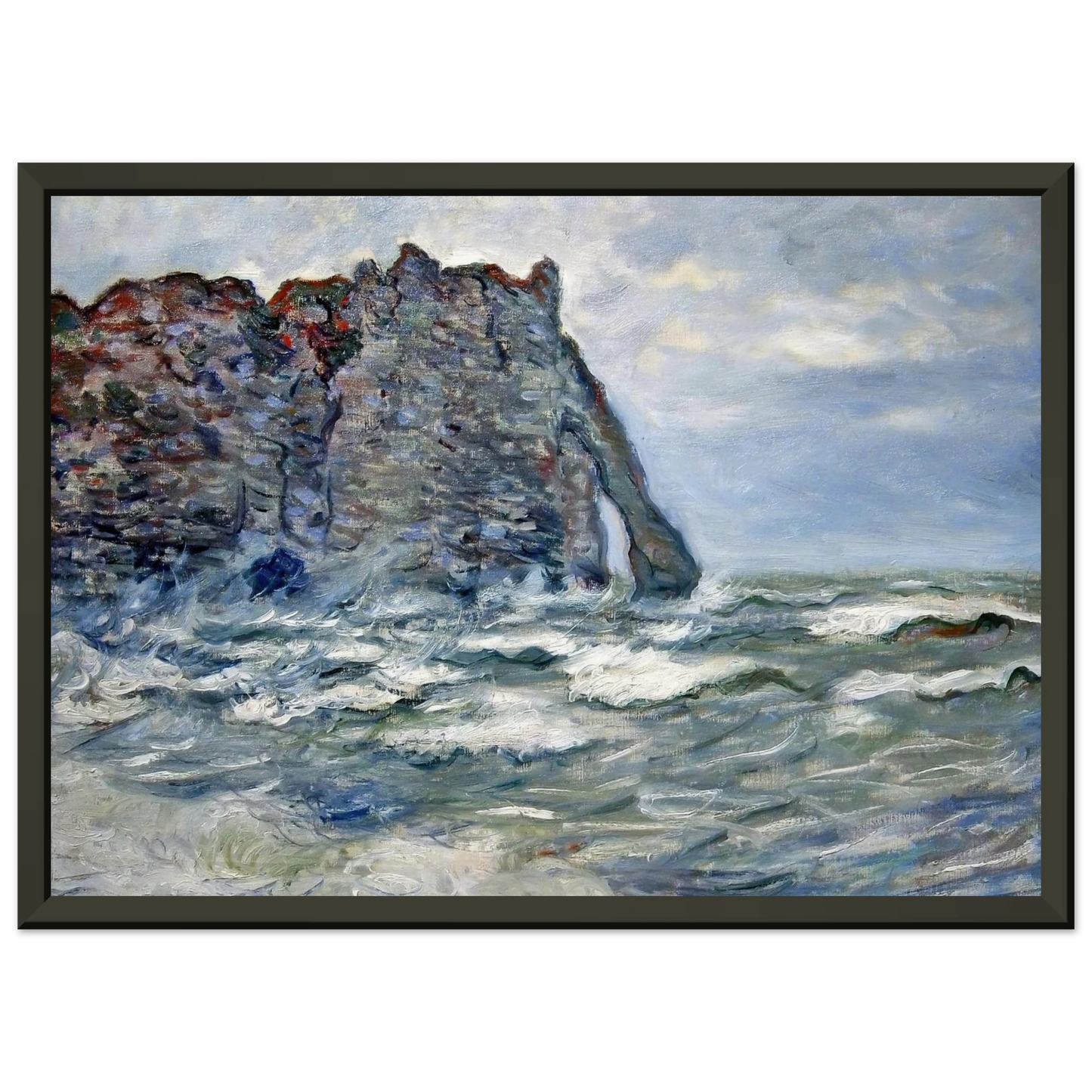 claude monet  Port dAval Rough Sea Framed Art Print  - Aluminum Frame - 40x50 cm / 16x20 inches