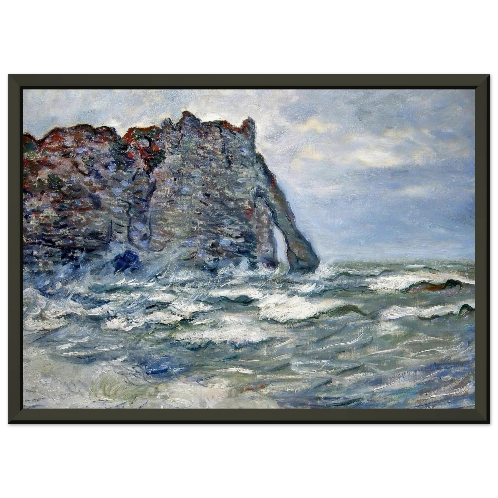 claude monet  Port dAval Rough Sea Framed Art Print  - Aluminum Frame - 40x50 cm / 16x20 inches