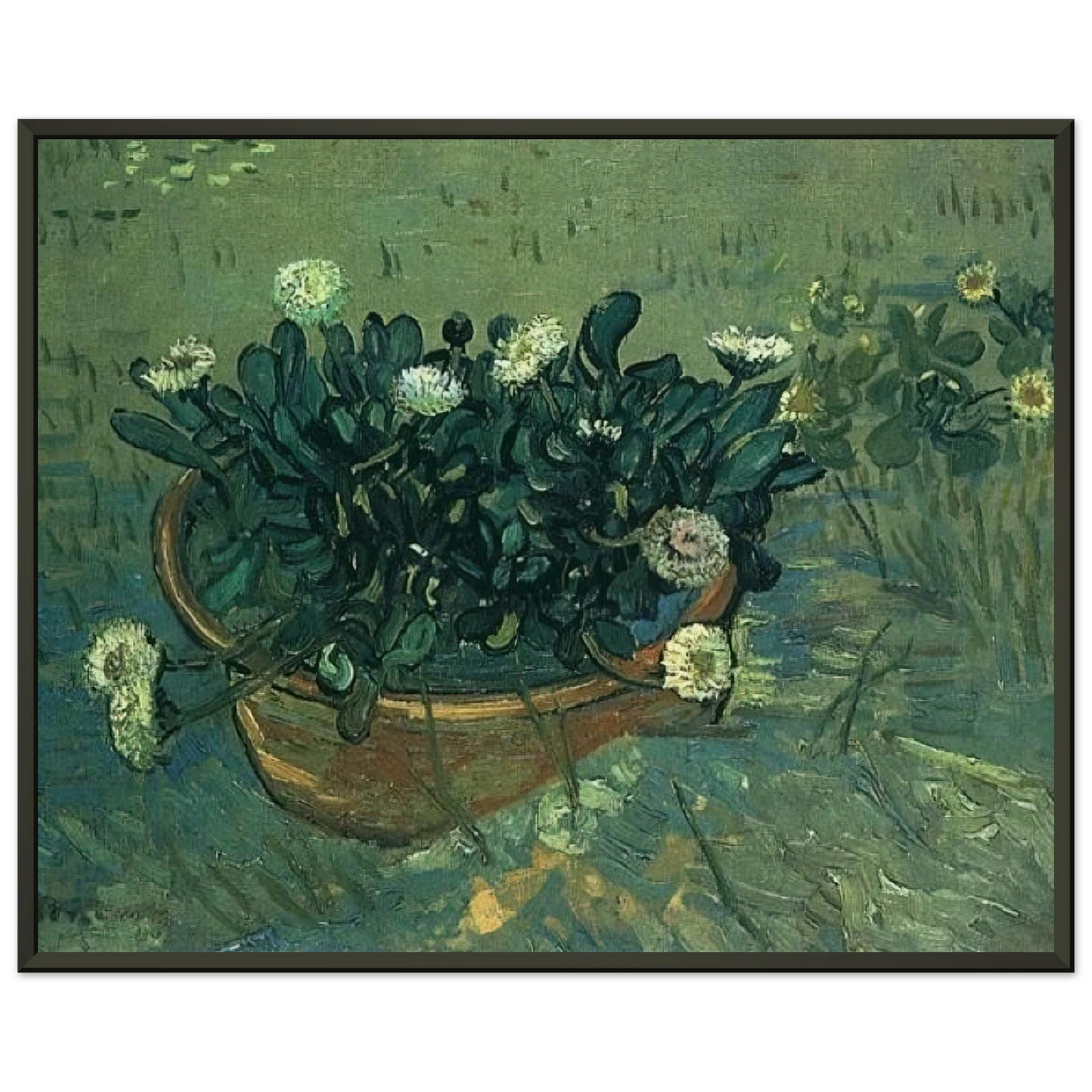 Vincent van Gogh  Still Life Bowl with Daisies Framed Art Print  - Aluminum Frame - 40x50 cm / 16x20 inches