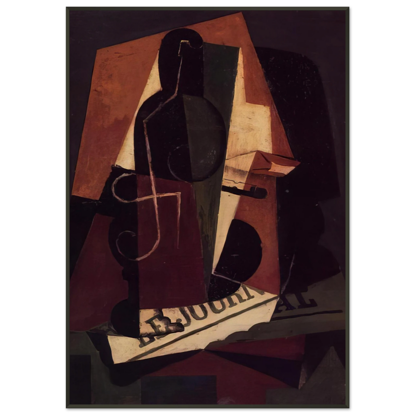 Juan Gris BOTTLE AND GLASS Framed Art Print - Aluminum Frame - 21x29.7 cm / 8x12"