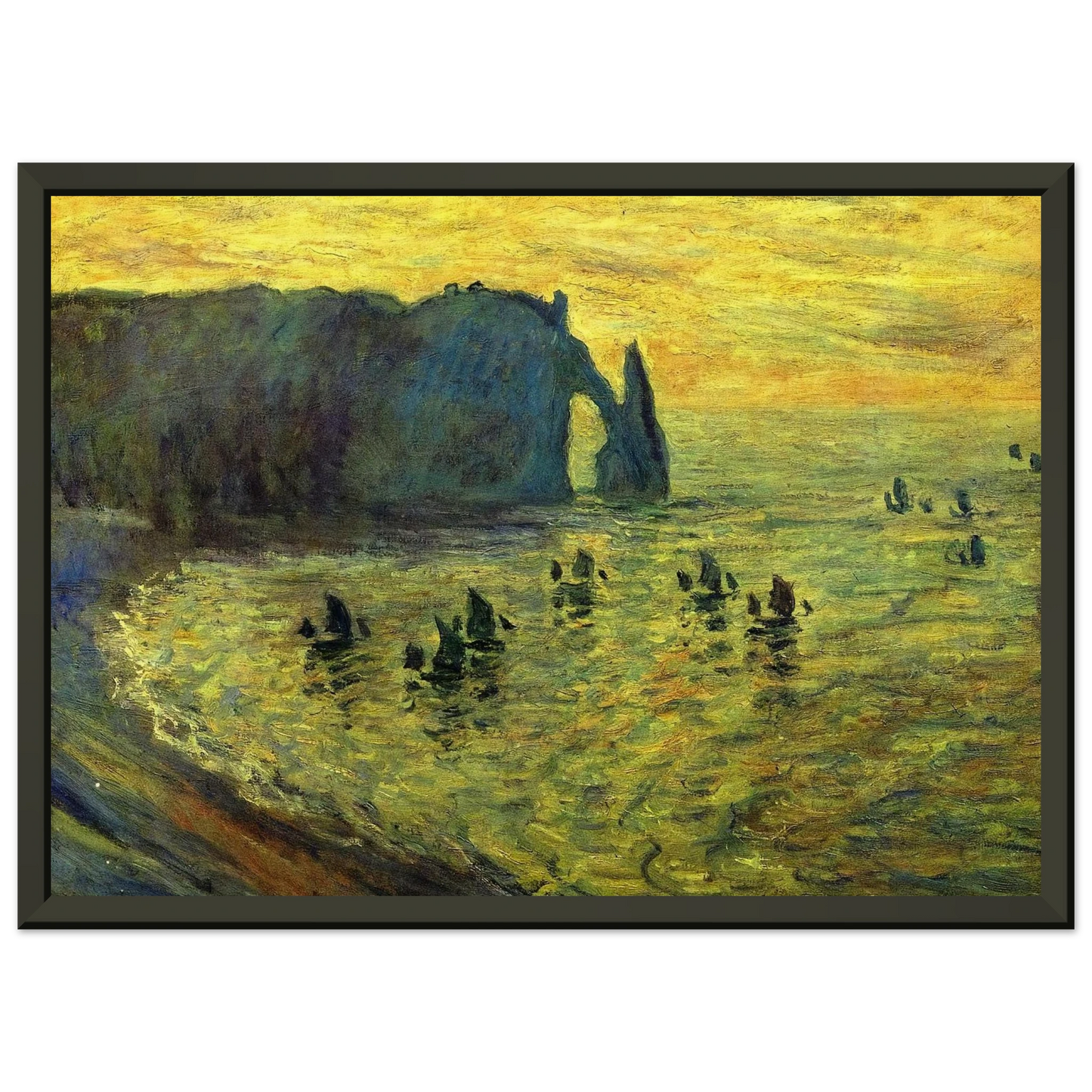 claude monet  The Cliffs at Etretat Framed Art Print  - Aluminum Frame - 60x80 cm / 24x32 inches