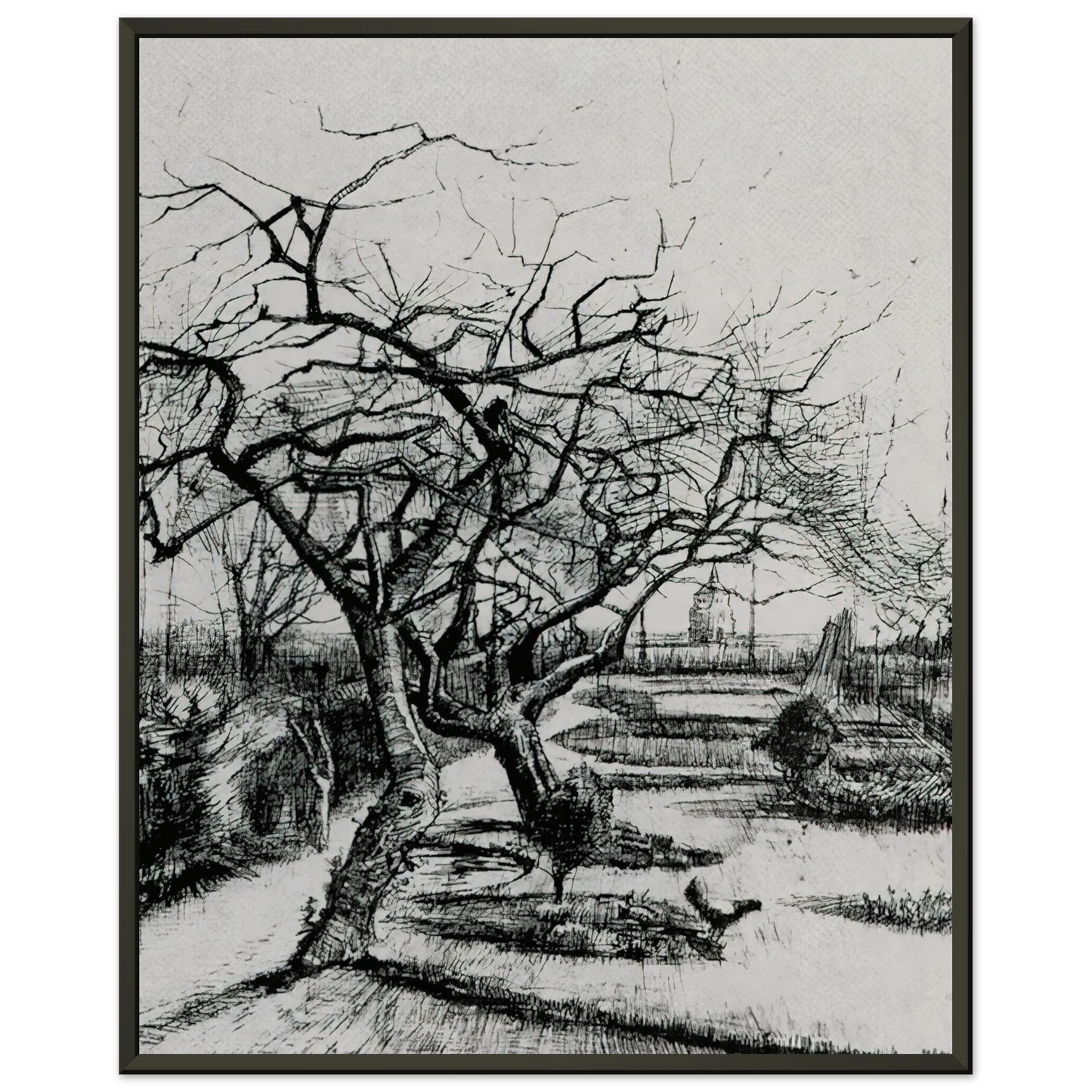 Vincent van Gogh  Parsonage Garden Framed Art Print  - Aluminum Frame - 60x80 cm / 24x32 inches