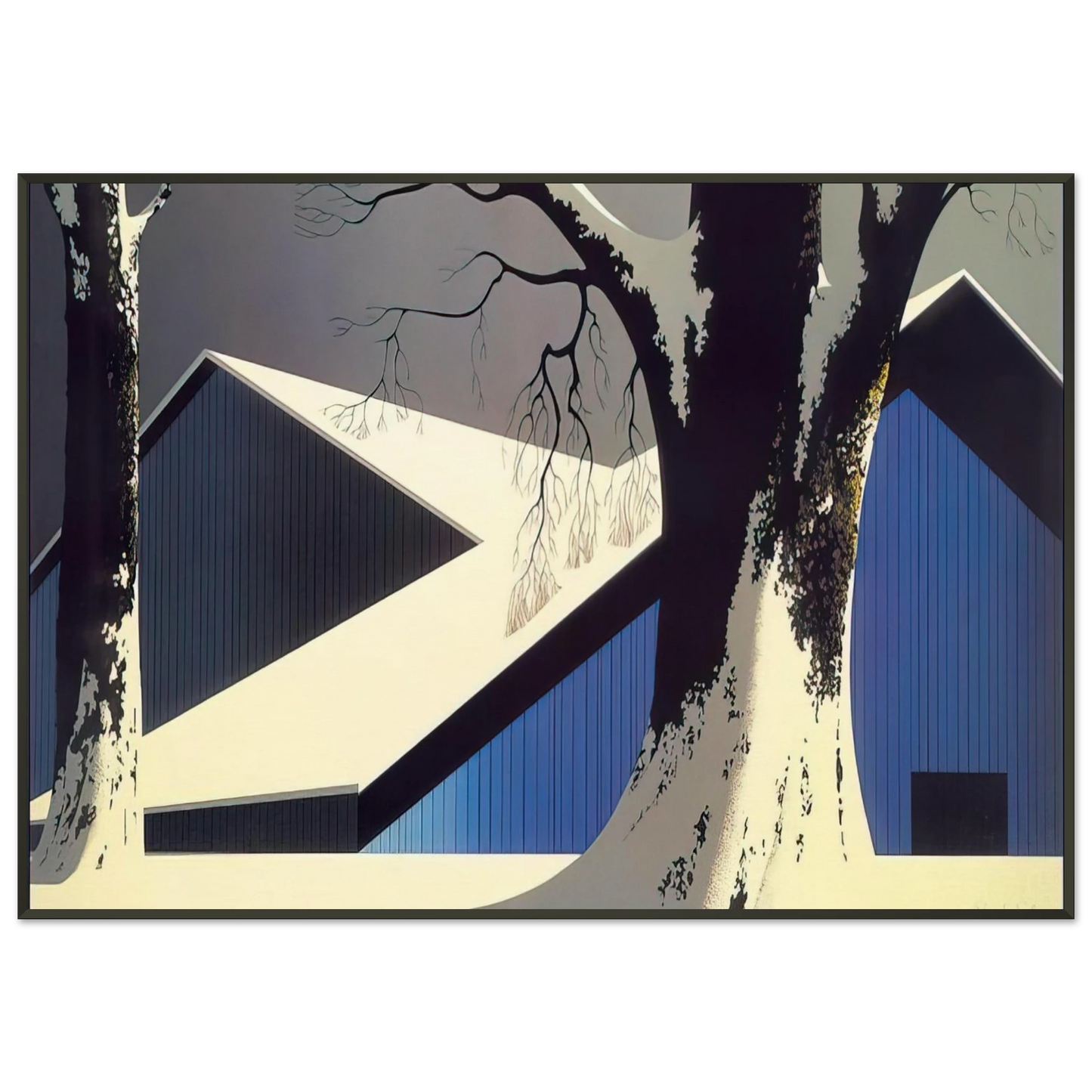 Eyvind Earle Winter Quiet Framed Art Print - Aluminum Frame - 21x29.7 cm / 8x12"
