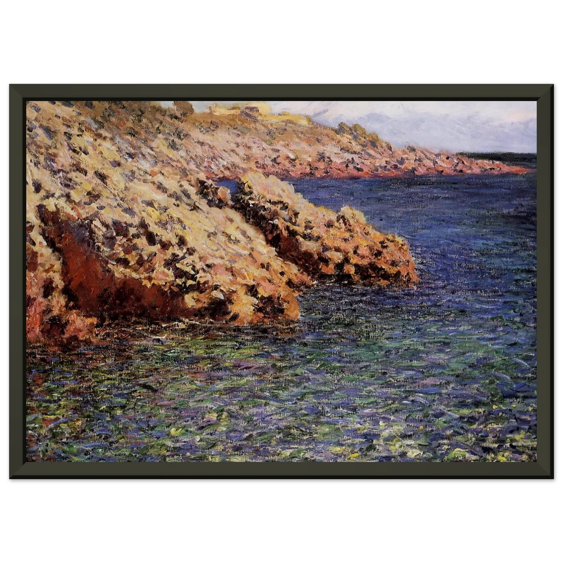 claude monet  Rocks on the Mediterranean Coast Framed Art Print  - Aluminum Frame - 70x100 cm / 28x40 inches