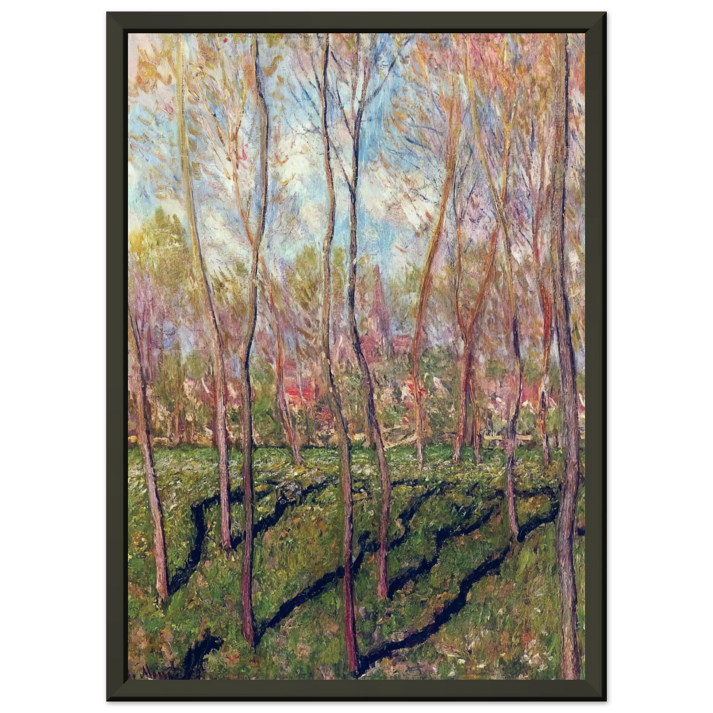 claude monet Trees in Winter View of Bennecourt Framed Art Print - Aluminum Frame - 40x50 cm / 16x20 inches