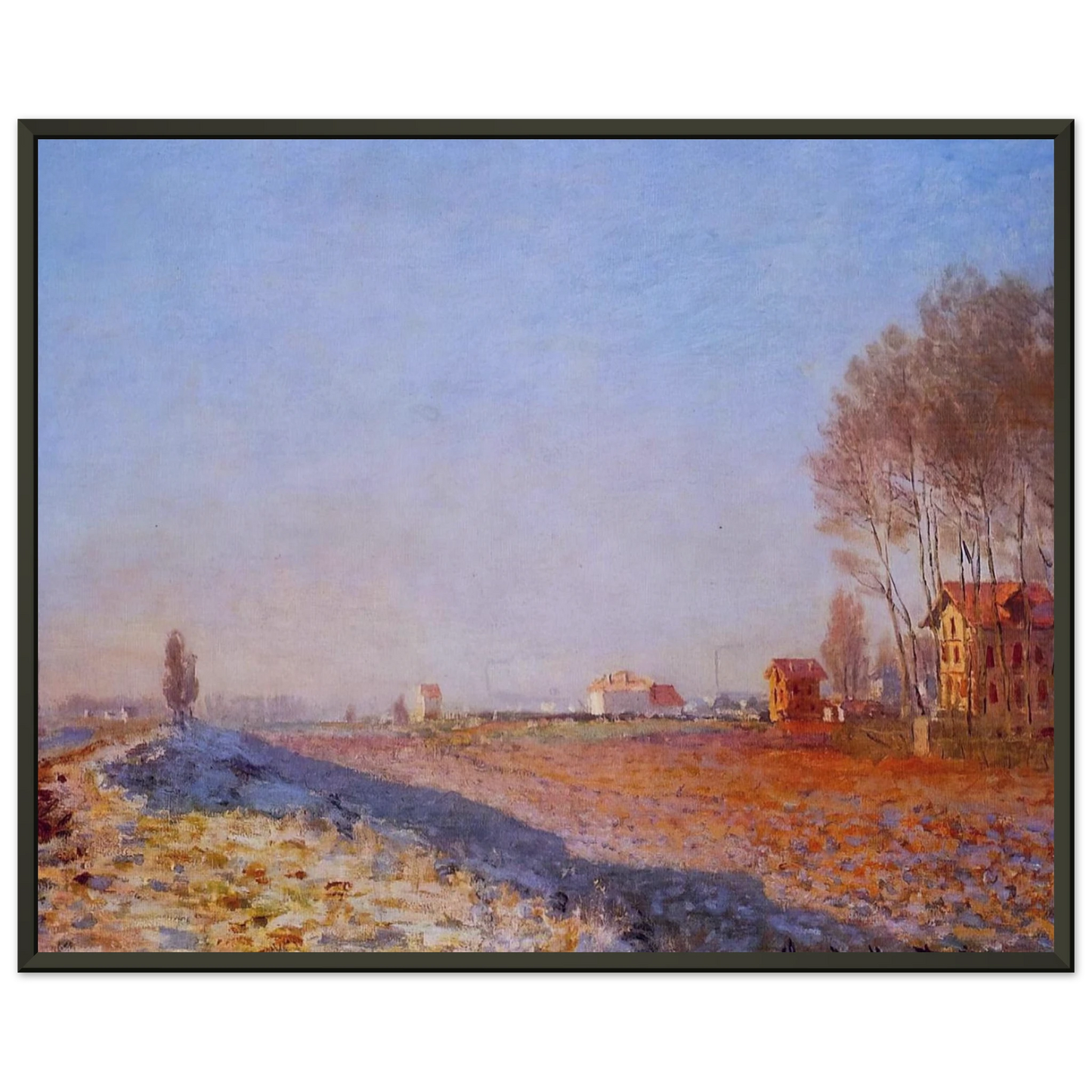 claude monet The Plain of Colombes White Frost Framed Art Print - Aluminum Frame - 40x50 cm / 16x20 inches