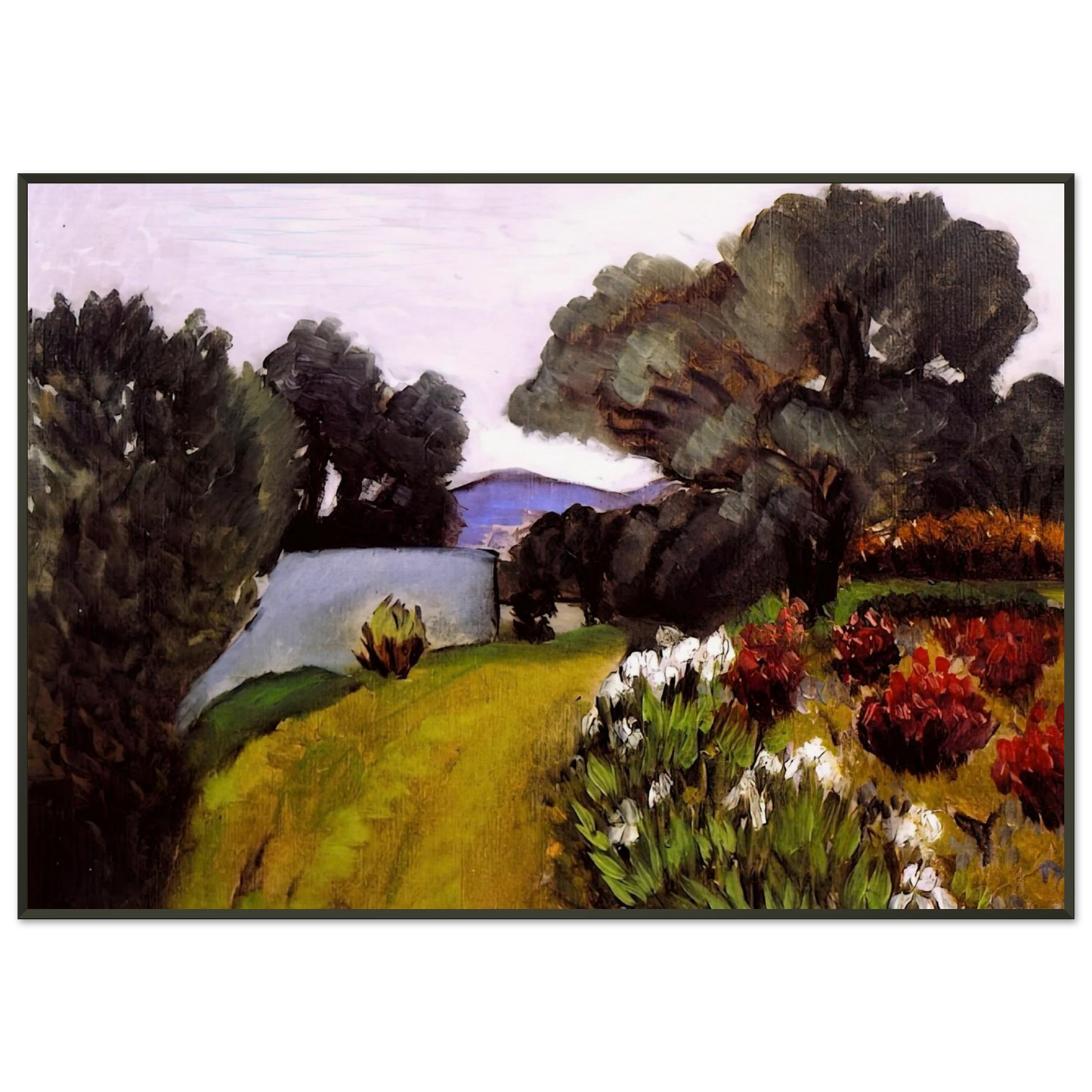 Henri Matisse IN THE NICE COUNTRYSIDE GARDEN OF IRISES 1919 Framed Art Print - Aluminum Frame - 21x29.7 cm / 8x12"