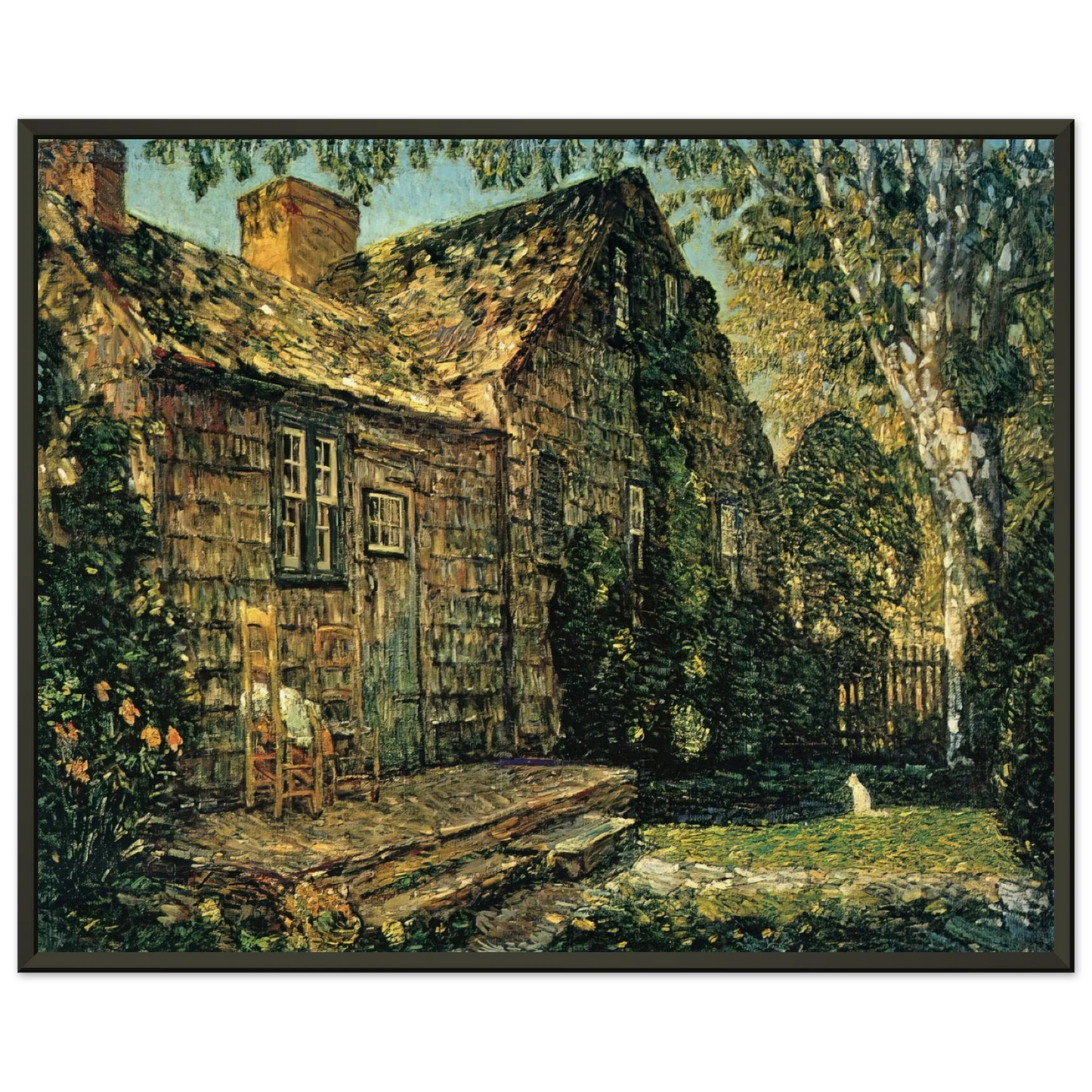 Childe Hassam Little Old Cottage Egypt Lane East Hampton Framed Art Print - Aluminum Frame - 60x80 cm / 24x32 inches