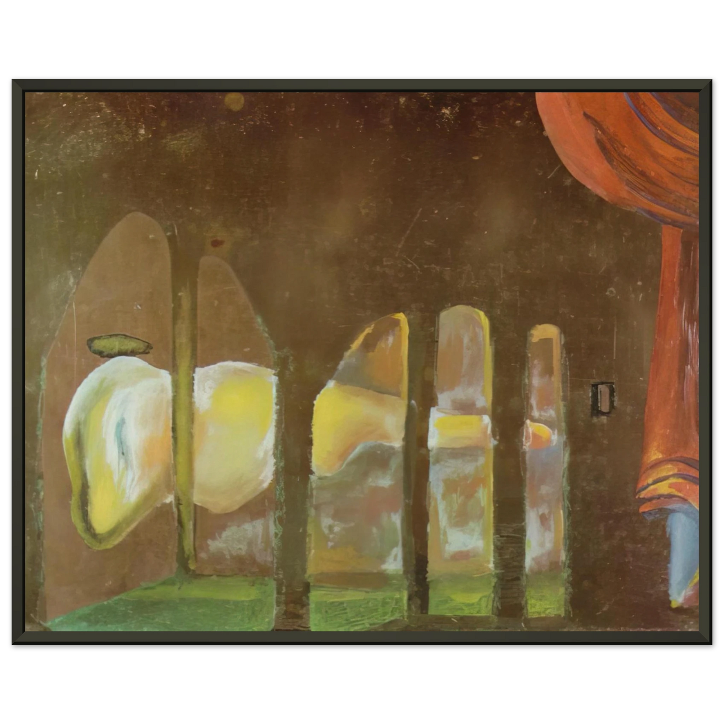 Salvador Dali  GREAT TAPEWORM MASTURBATOR APPEARS BEHIND ARCADES Framed Art Print  - Aluminum Frame - 60x80 cm / 24x32 inches
