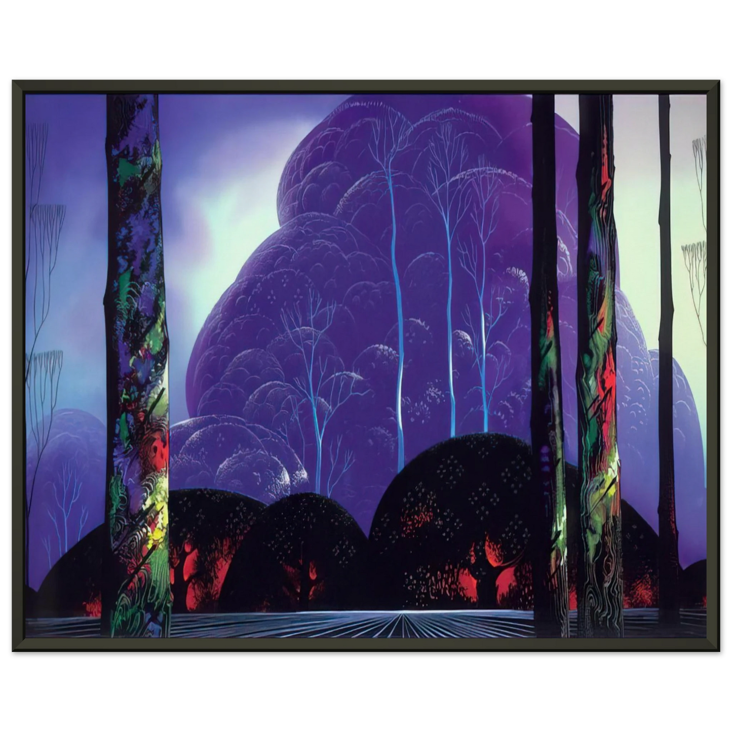 Eyvind Earle  Purple Sunset Framed Art Print  - Aluminum Frame - 60x80 cm / 24x32 inches