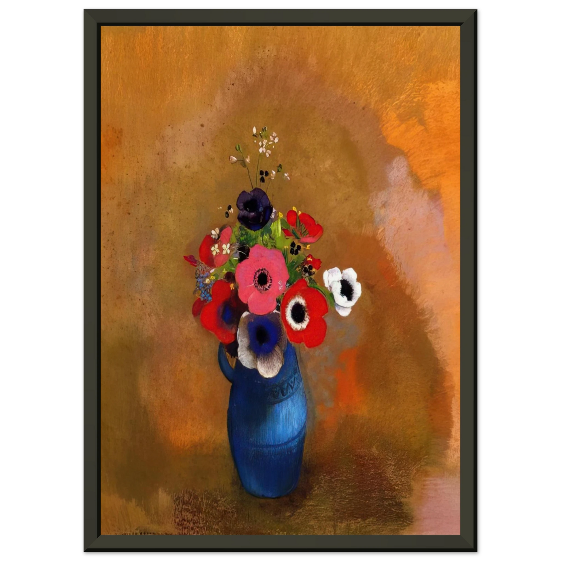 Odilon Redon  BOUQUET OF ANEMONES Framed Art Print  - Aluminum Frame - 70x100 cm / 28x40 inches