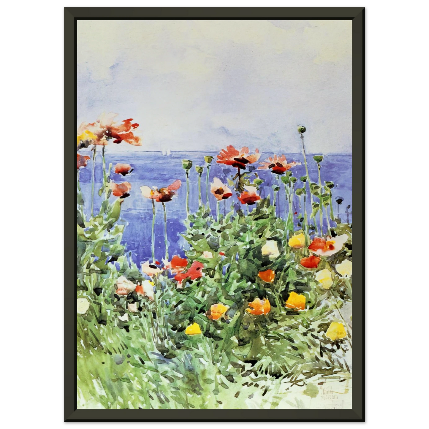 Childe Hassam Poppies Isles of Shoals 02 Framed Art Print - Aluminum Frame - 70x100 cm / 28x40 inches