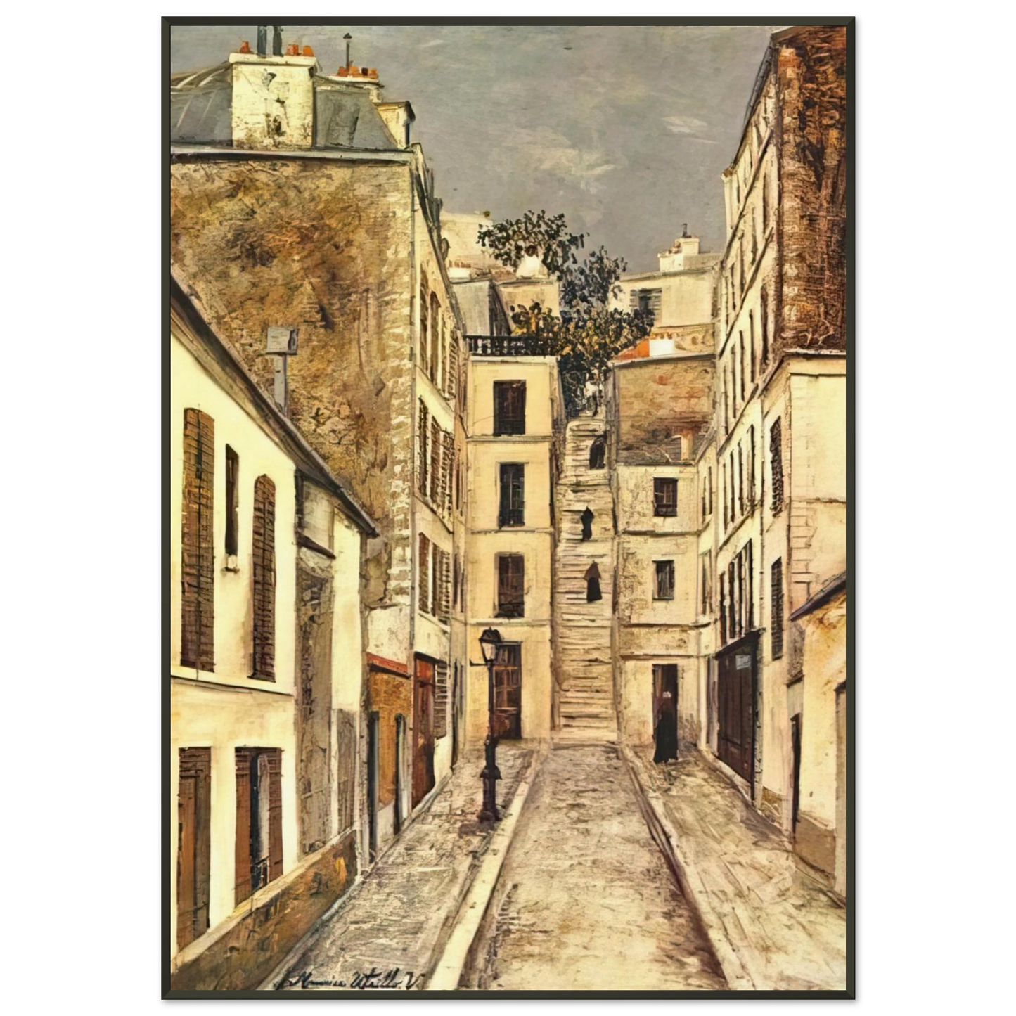 Maurice Utrillo THE PASSAGE THE DEAD END Framed Art Print - Aluminum Frame - 21x29.7 cm / 8x12"