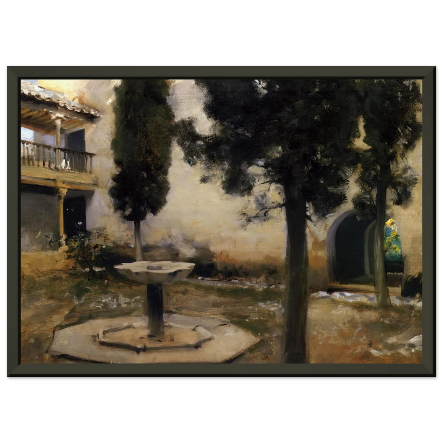 John Singer Sargent Alhambra Patio de la Reja Framed Art Print - Aluminum Frame - 60x80 cm / 24x32 inches