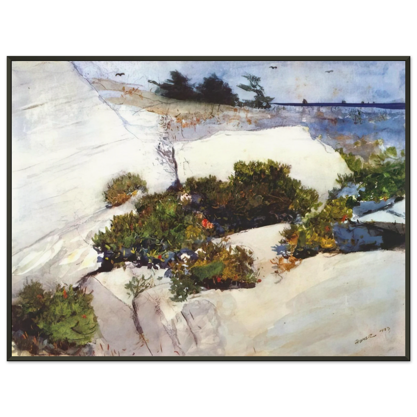 Winslow Homer MAINE CLIFFS Framed Art Print - Aluminum Frame - 60x80 cm / 24x32 inches