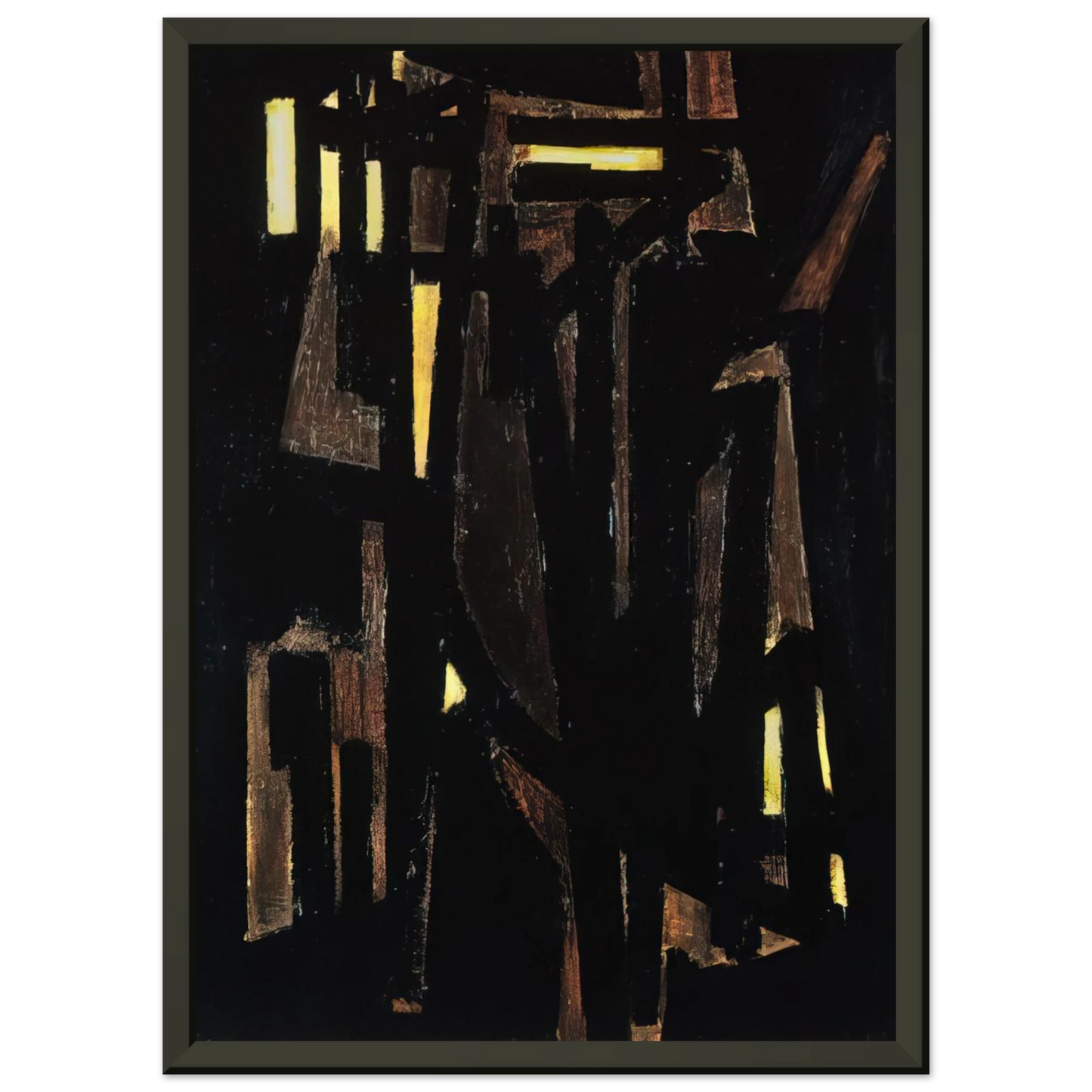 Pierre Soulages Peinture 146 x 114 cm 1950 1950 Framed Art Print - Aluminum Frame - 60x80 cm / 24x32 inches