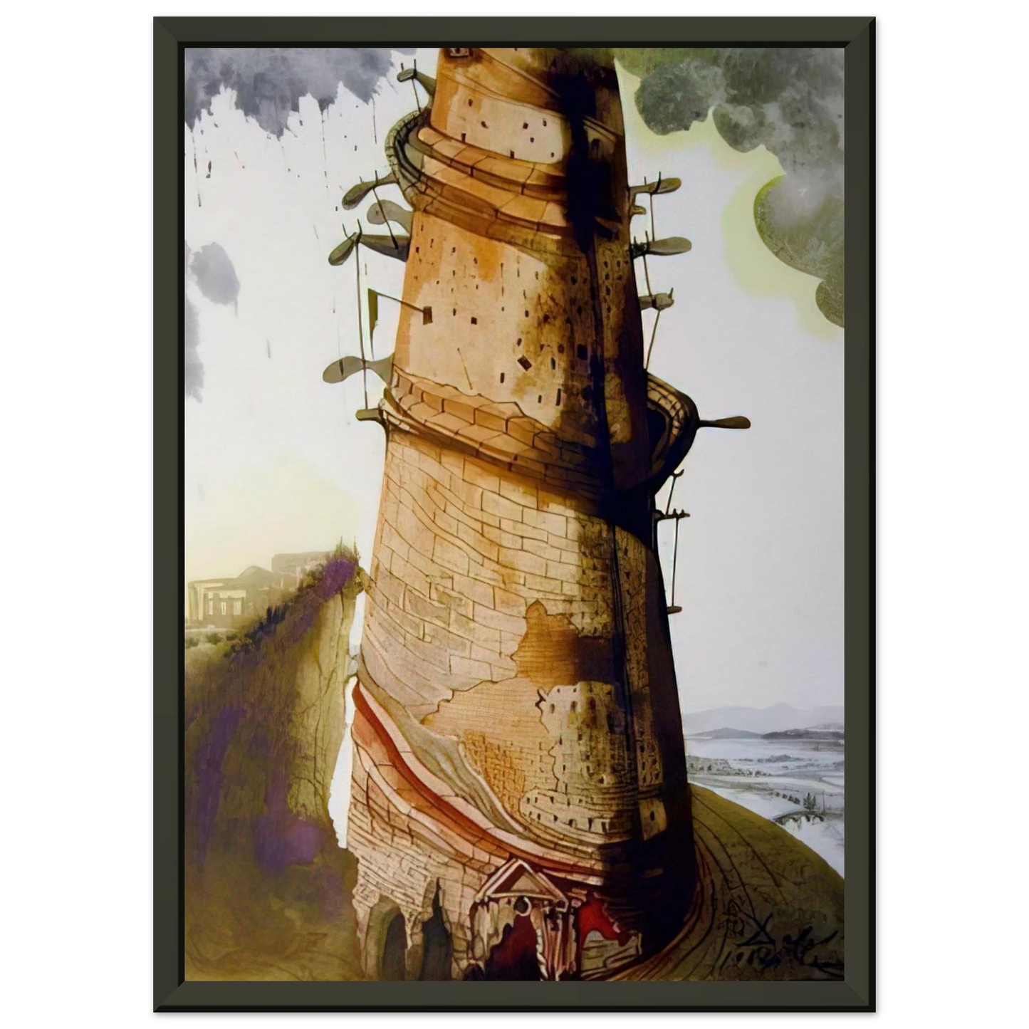 Salvador Dali TURRIS BABEL 1967 Framed Art Print - Aluminum Frame - 40x50 cm / 16x20 inches