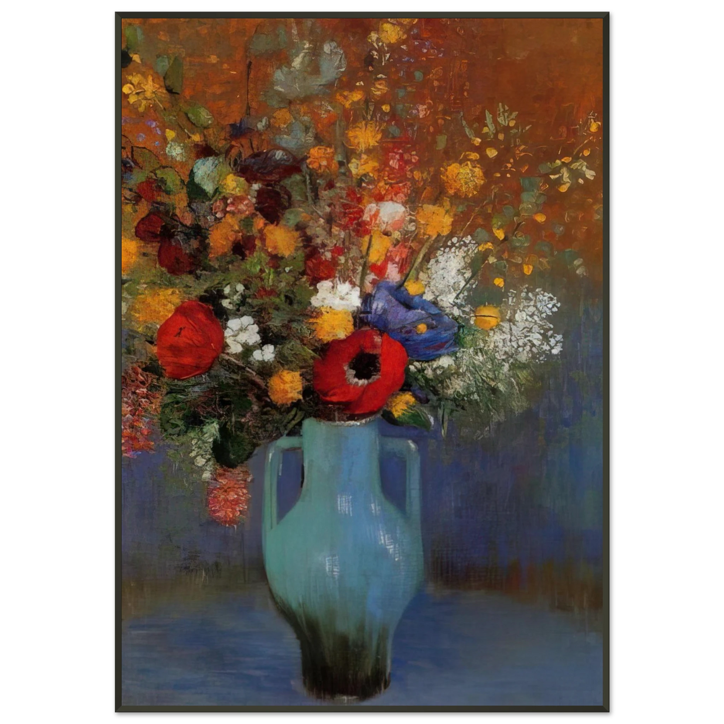 Odilon Redon  BOUQUET OF WILD FLOWERS 1 Framed Art Print  - Aluminum Frame - 21x29.7 cm / 8x12"