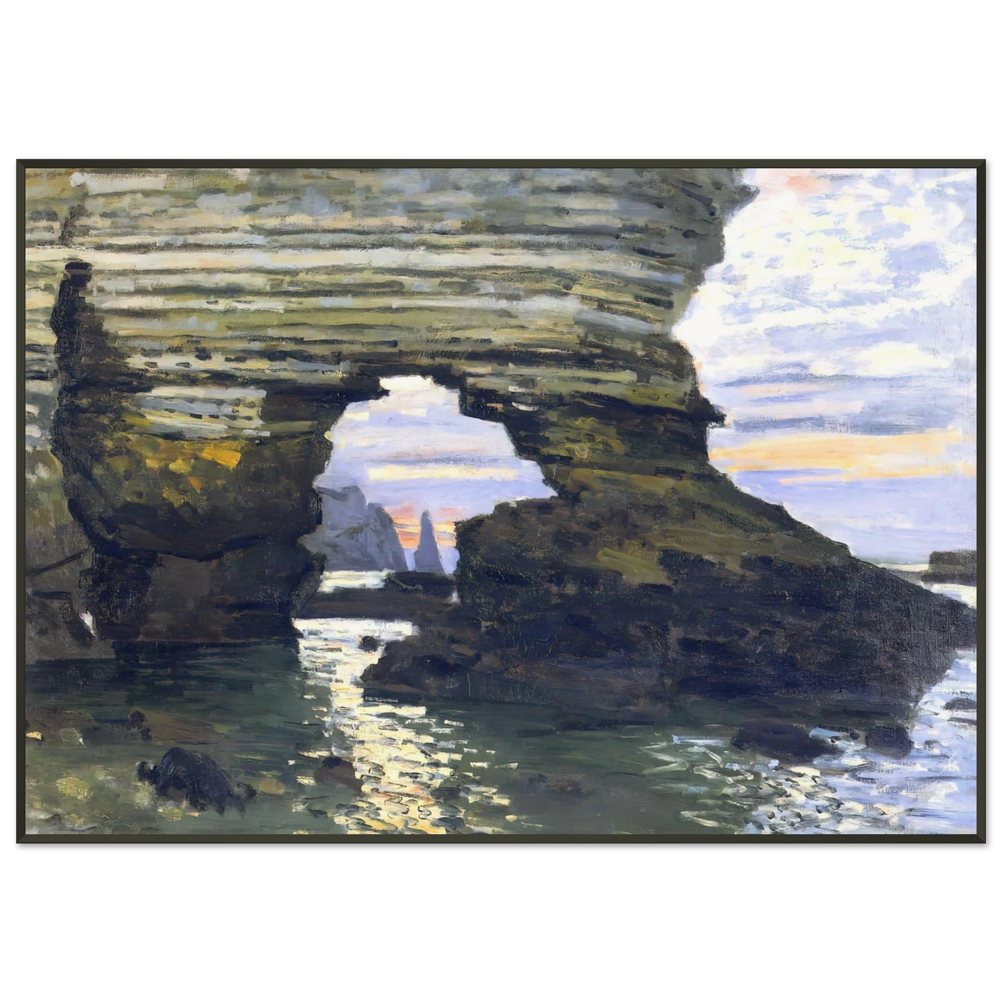 claude monet  Port d Amount Etretat Framed Art Print  - Aluminum Frame - 21x29.7 cm / 8x12"