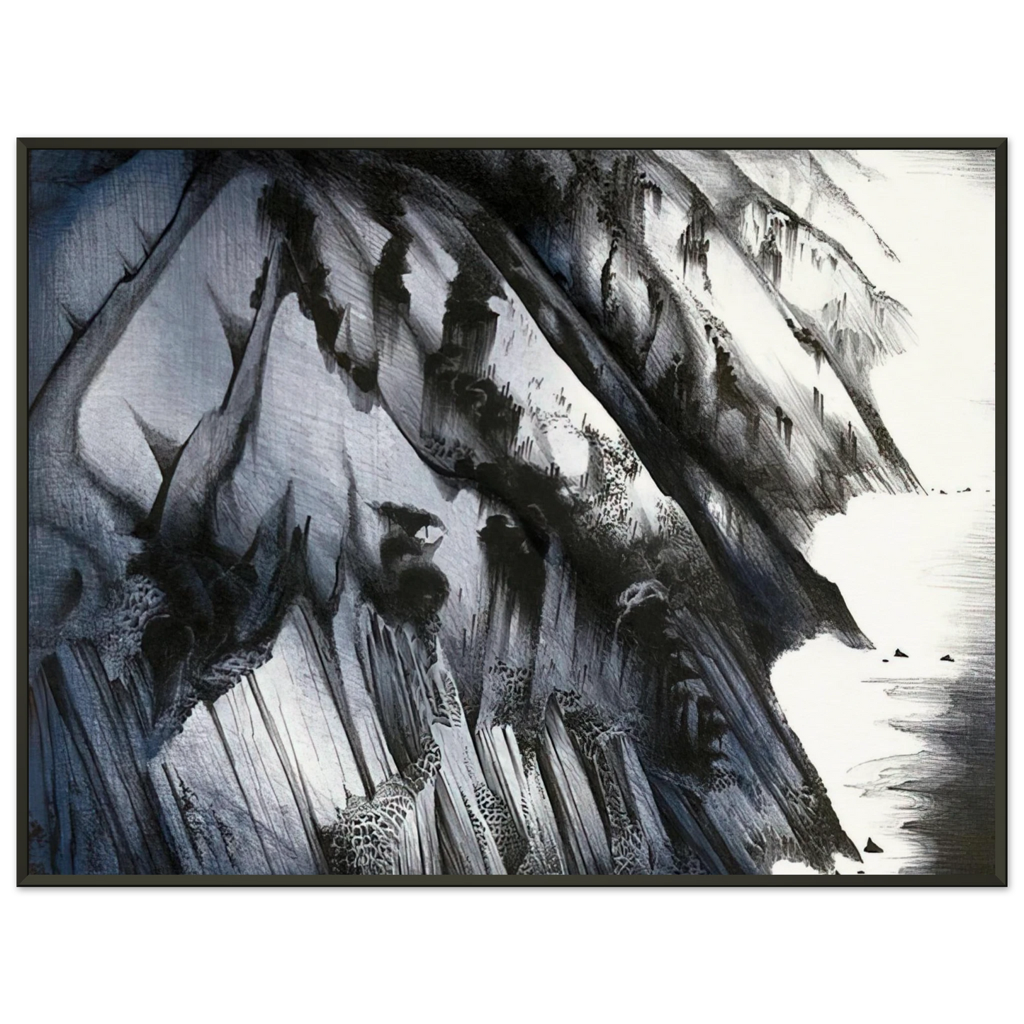 Eyvind Earle  Cliffs of Darkness Framed Art Print  - Aluminum Frame - 60x80 cm / 24x32 inches