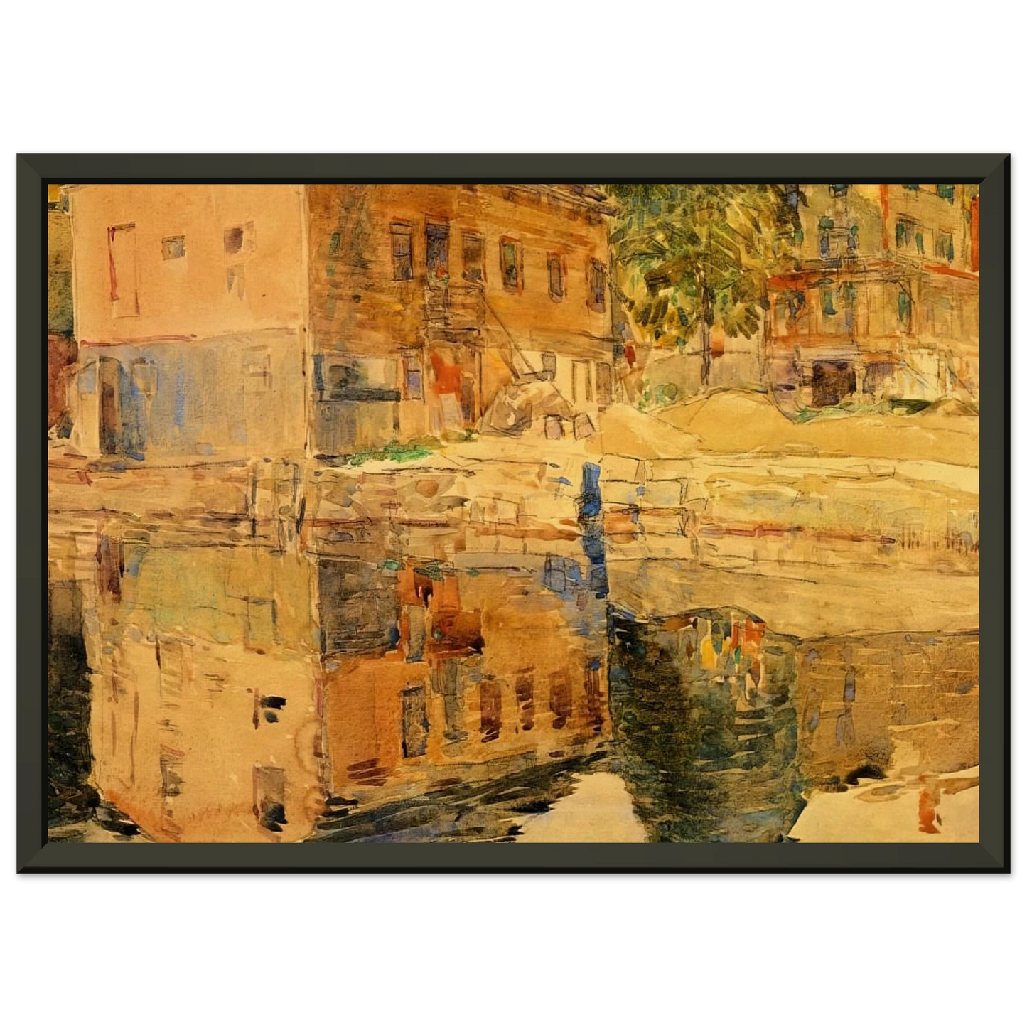 Childe Hassam The Mirror Cos Cob Connecticut Framed Art Print - Aluminum Frame - 40x50 cm / 16x20 inches