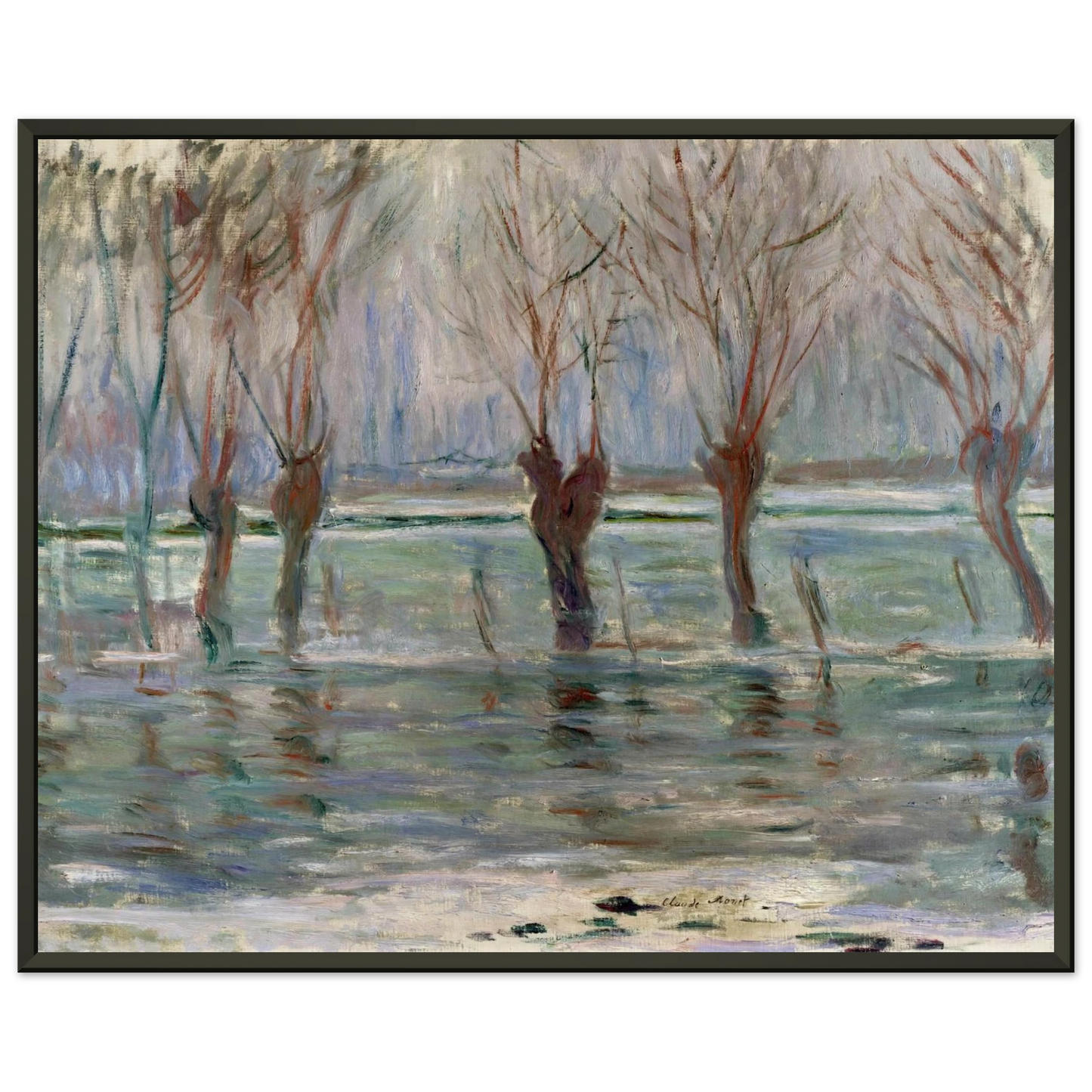 claude monet Flood Waters Framed Art Print - Aluminum Frame - 70x100 cm / 28x40 inches