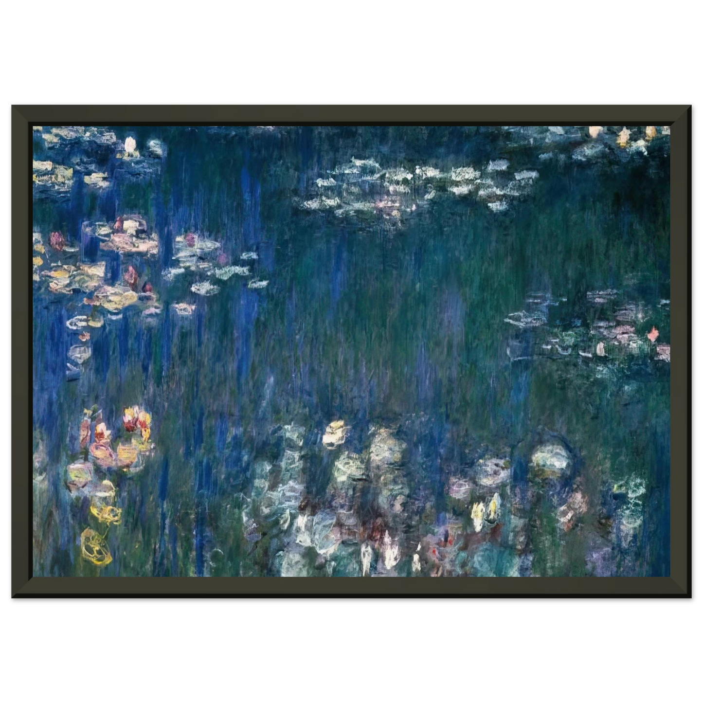 claude monet Water Lilies Green Harmony Framed Art Print - Aluminum Frame - 70x100 cm / 28x40 inches