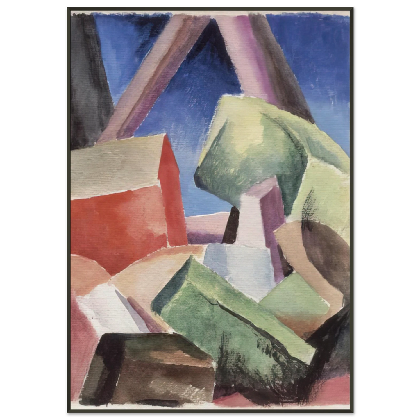 Thomas Hart Benton HOUSE IN CUBIST LANDSCAPE 1920 Framed Art Print - Aluminum Frame - 21x29.7 cm / 8x12"
